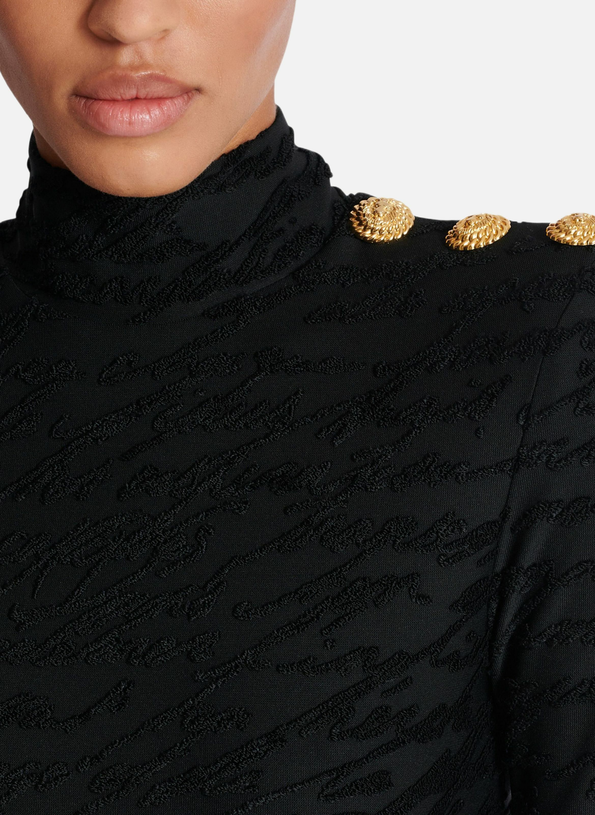 Robe courte en maille jacquard « lettre d'amour » BALMAIN Noir