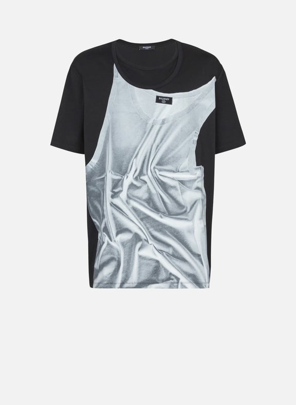 T-shirt imprimé trompe-lœil débardeur Noir by BALMAIN BALMAIN T-shirt imprimé trompe-lœil débardeur Noir