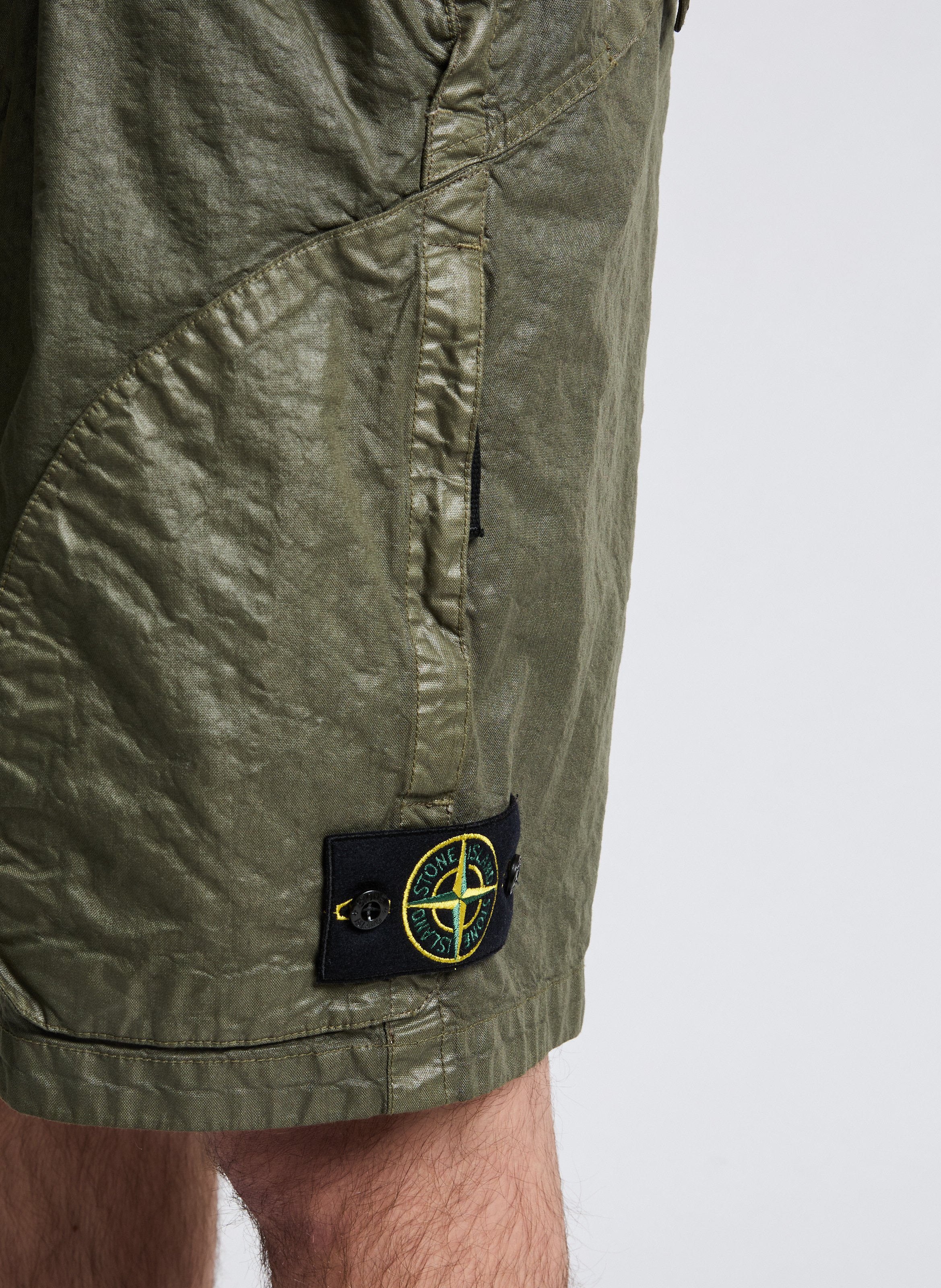 Textured logo Bermuda shorts STONE ISLAND Green