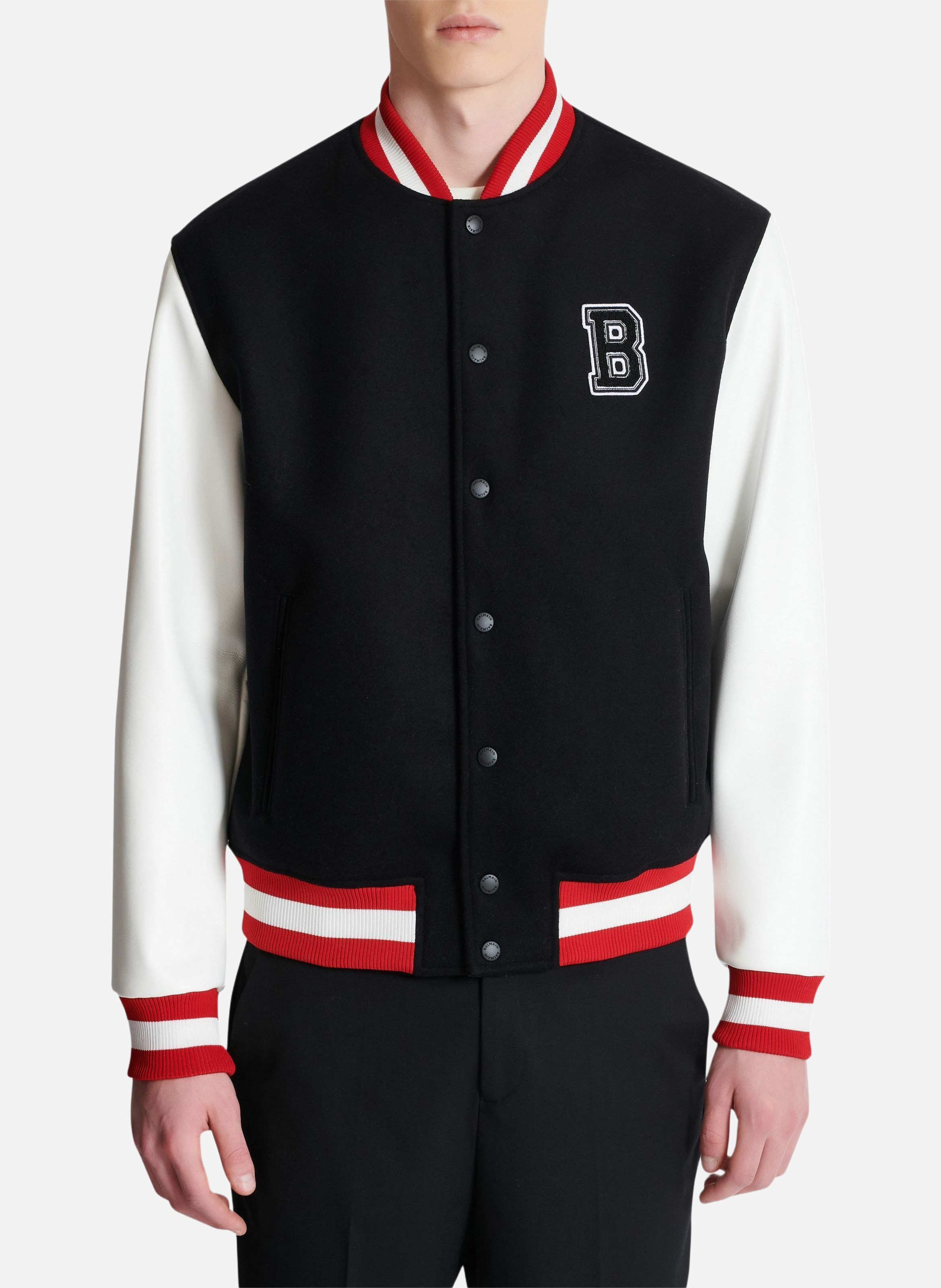 Veste varsity en laine et faux cuir BALMAIN Multicolore