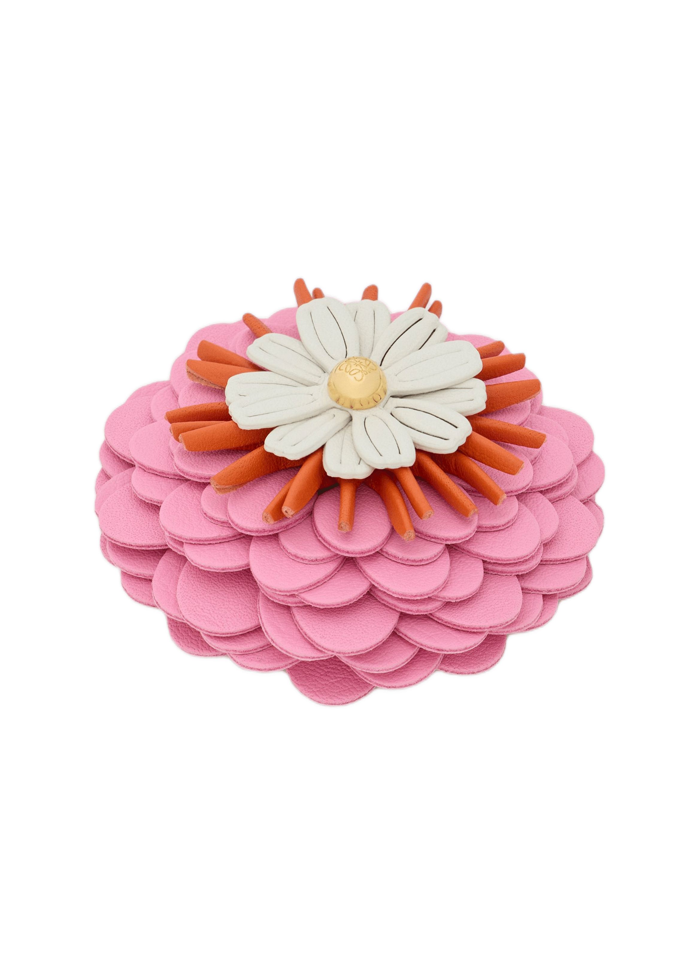 LOEWE Calf leather flower brooch Pink