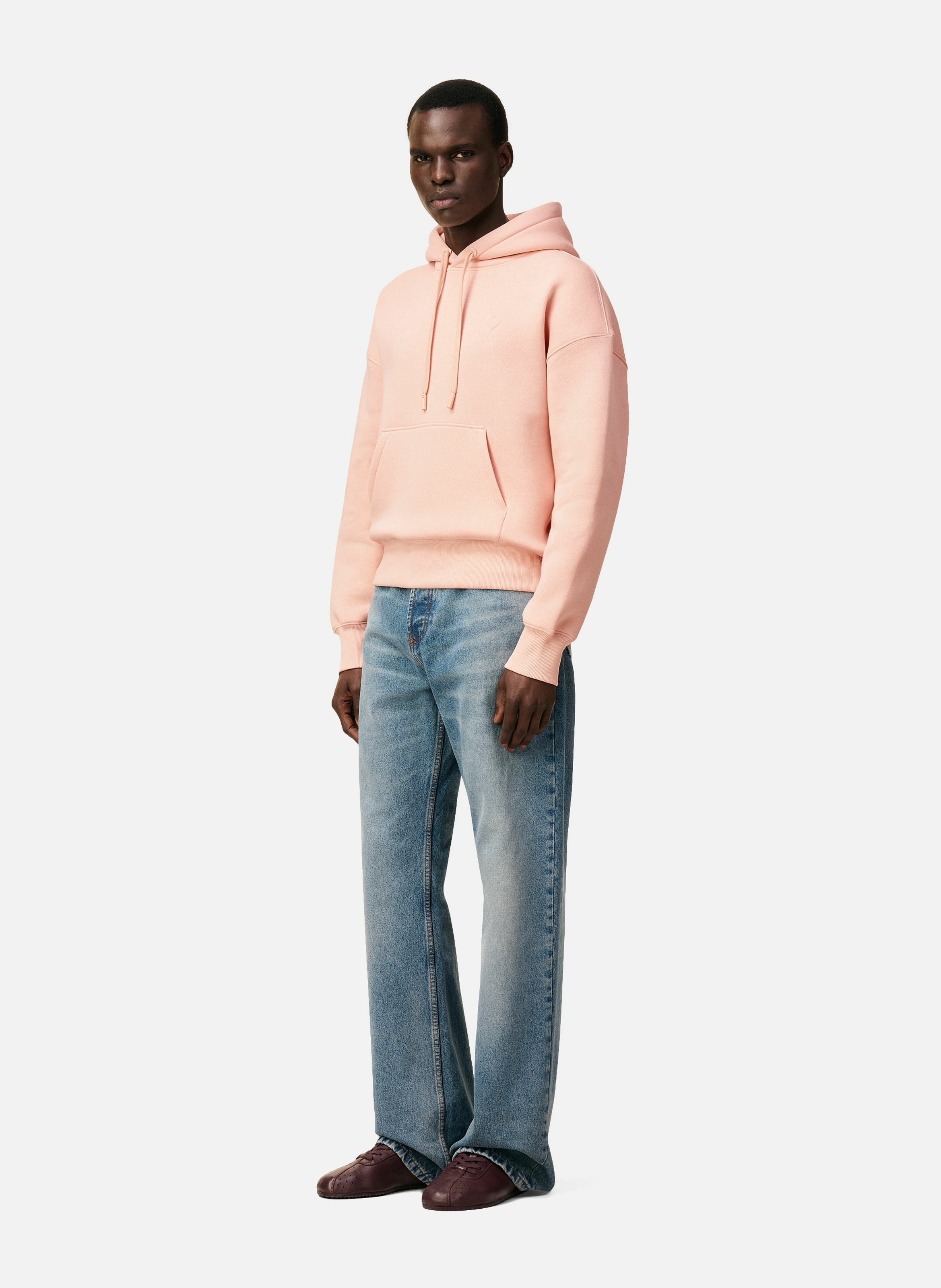 Hoodie ami de coeur embossé unisexe en coton AMI PARIS Rose