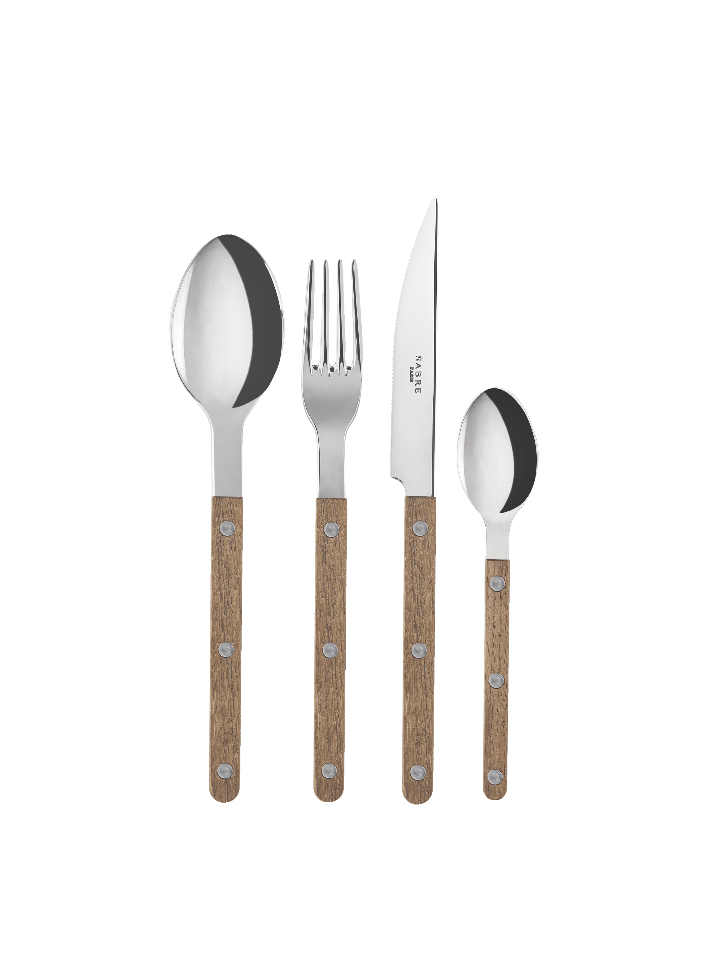 Set de 4 couverts de table, bistrot teck SABRE PARIS Marron