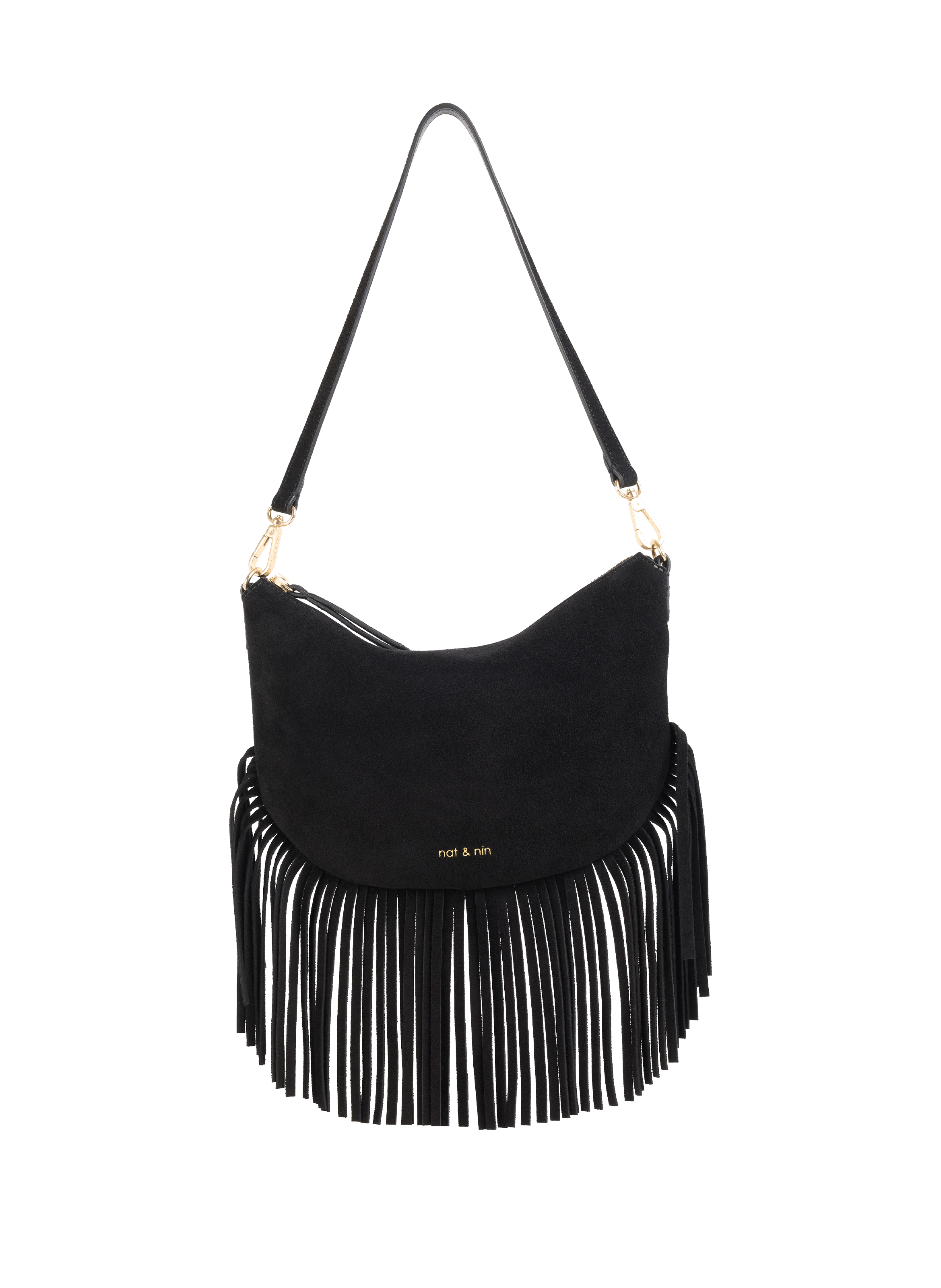 Moon Fringe Leather Crossbody Bag NAT & NIN Black
