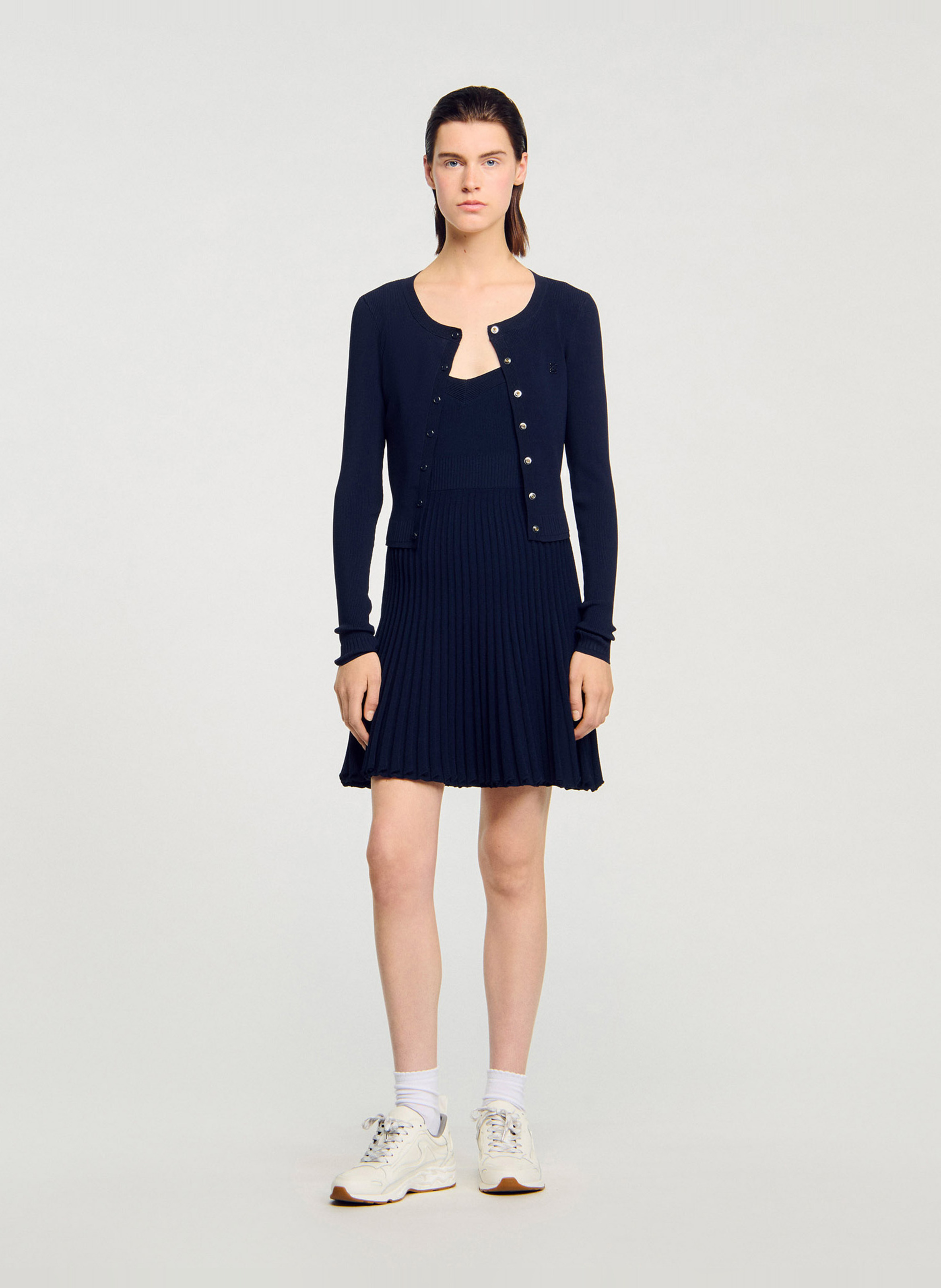 Cardigan ajusté col rond SANDRO Bleu