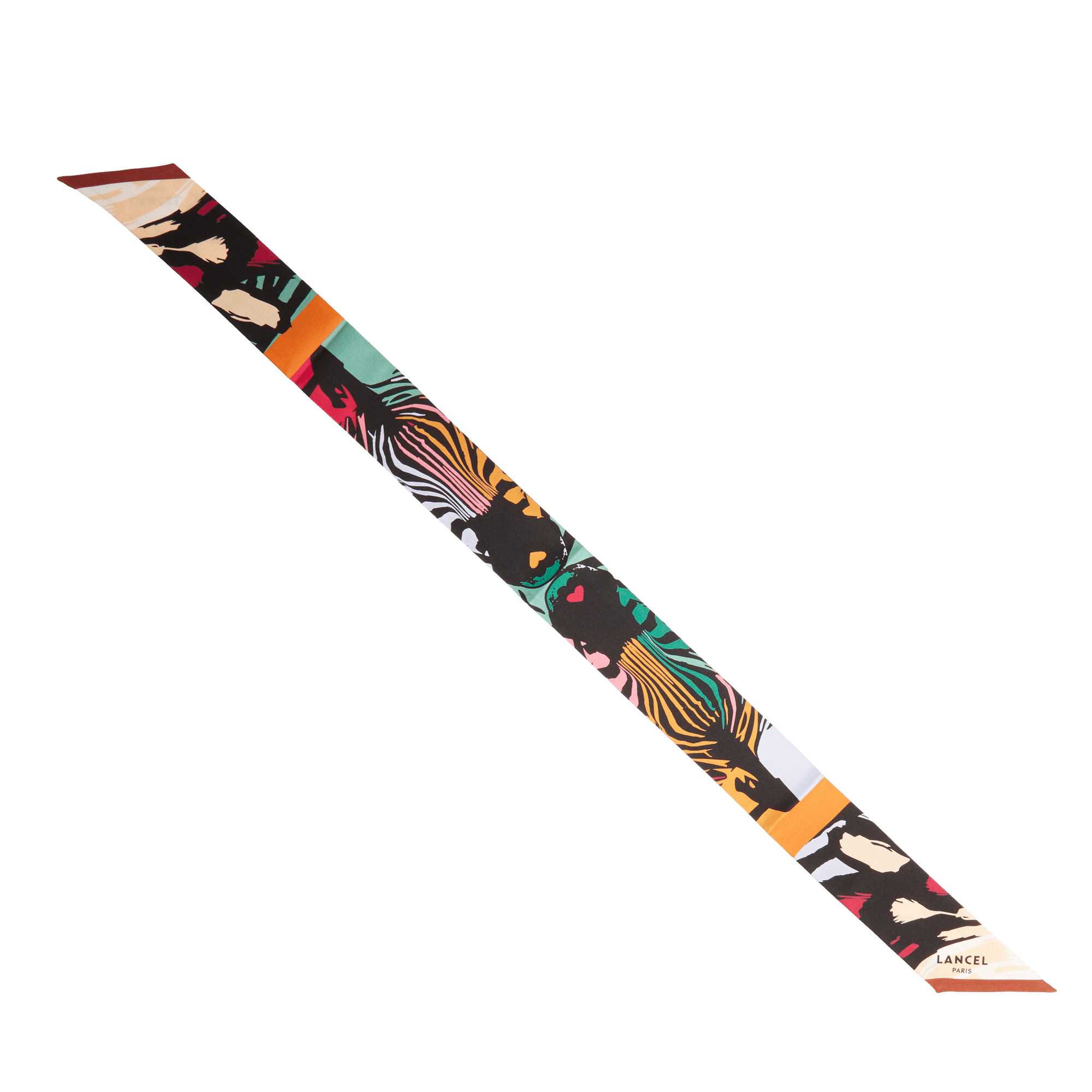 Bandeau motif zebra mania en soie LANCEL Noir
