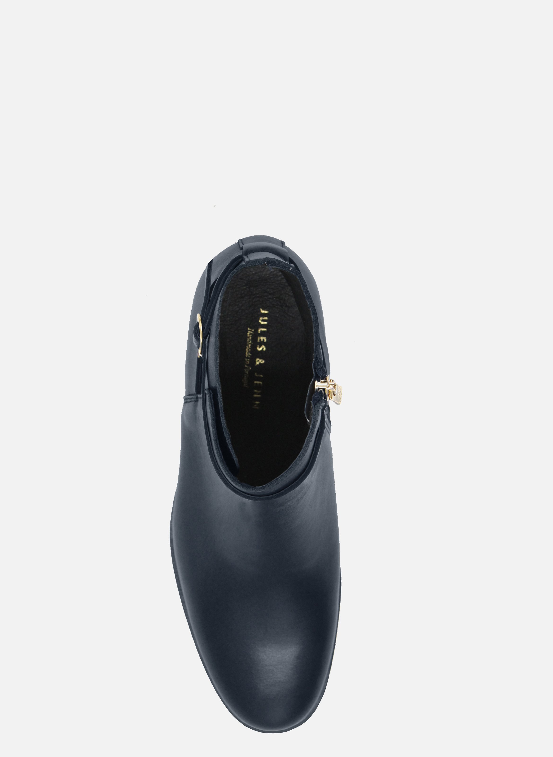 Bottines cavalières plates cuir lisse JULES & JENN Bleu