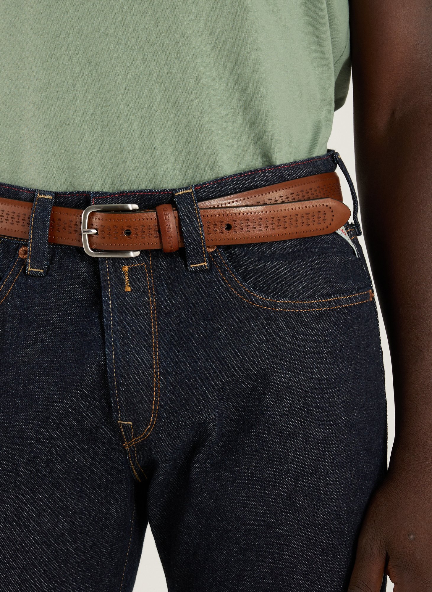 Ceinture en cuir  MADE IN CED Marron