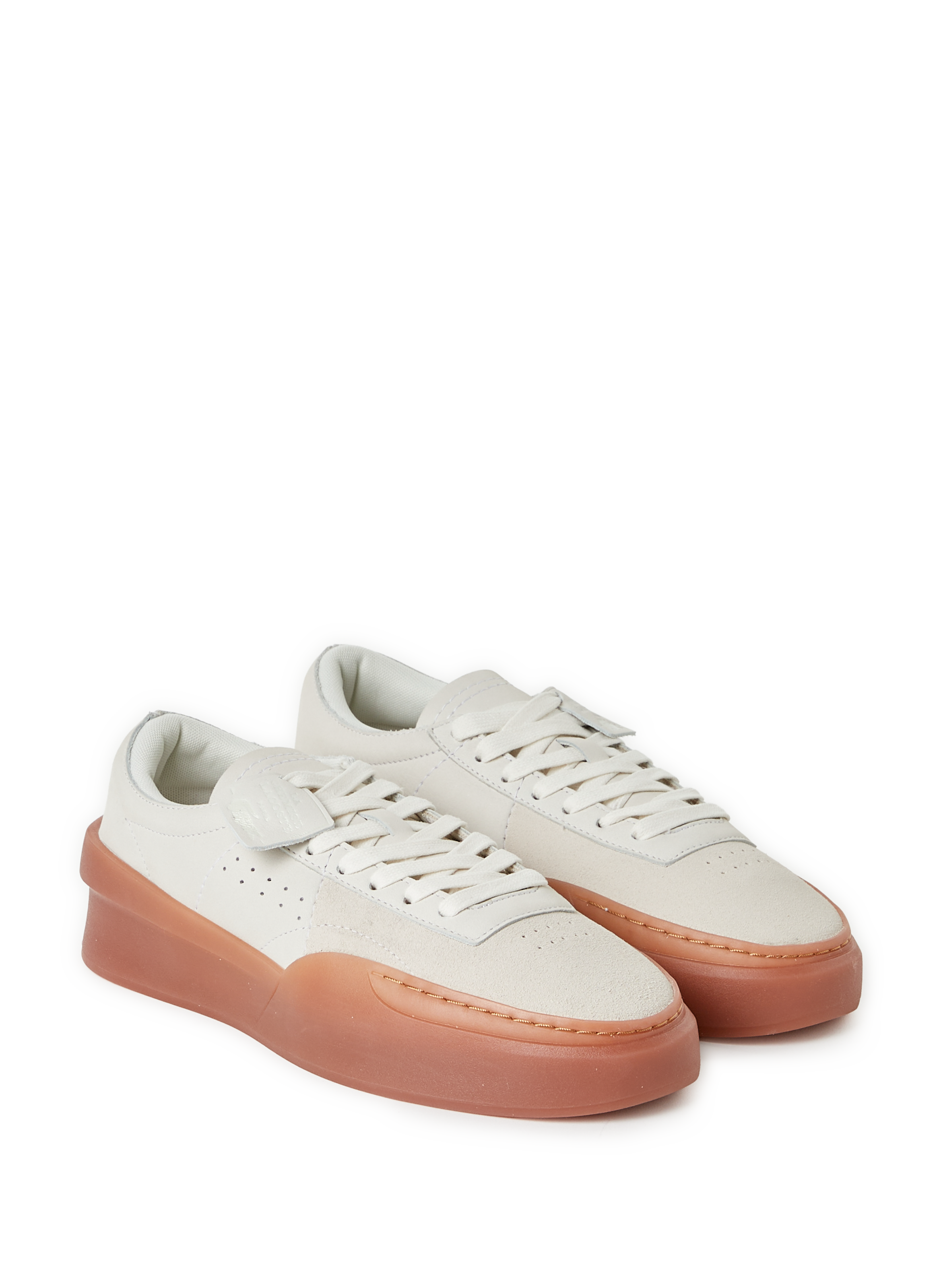 Mixed leather sneakers LACOSTE Beige