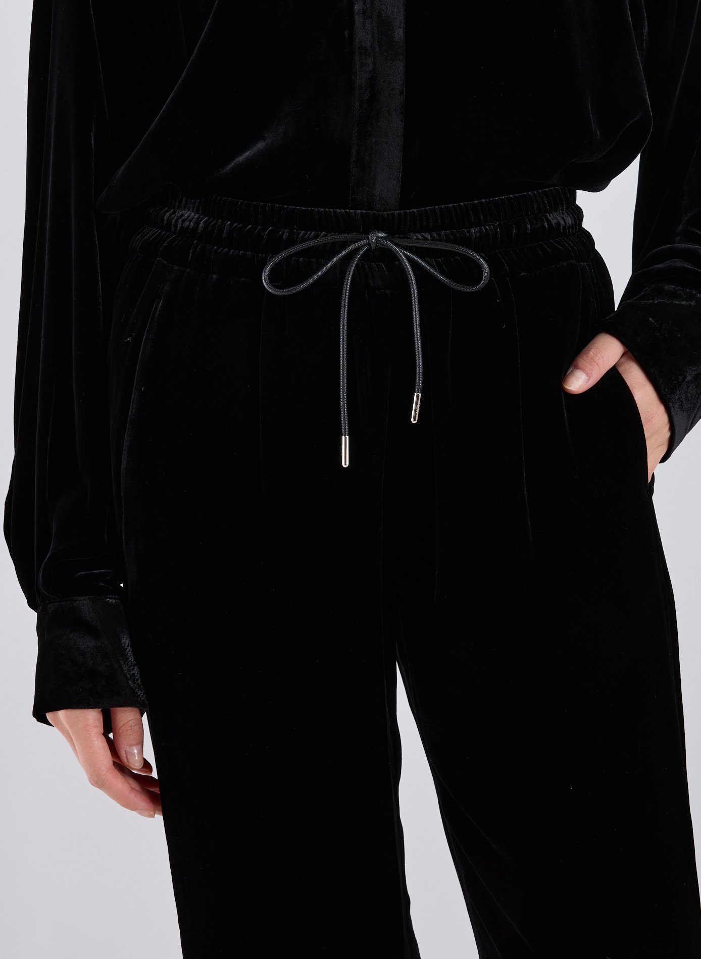Wide velvet trousers R2W Black
