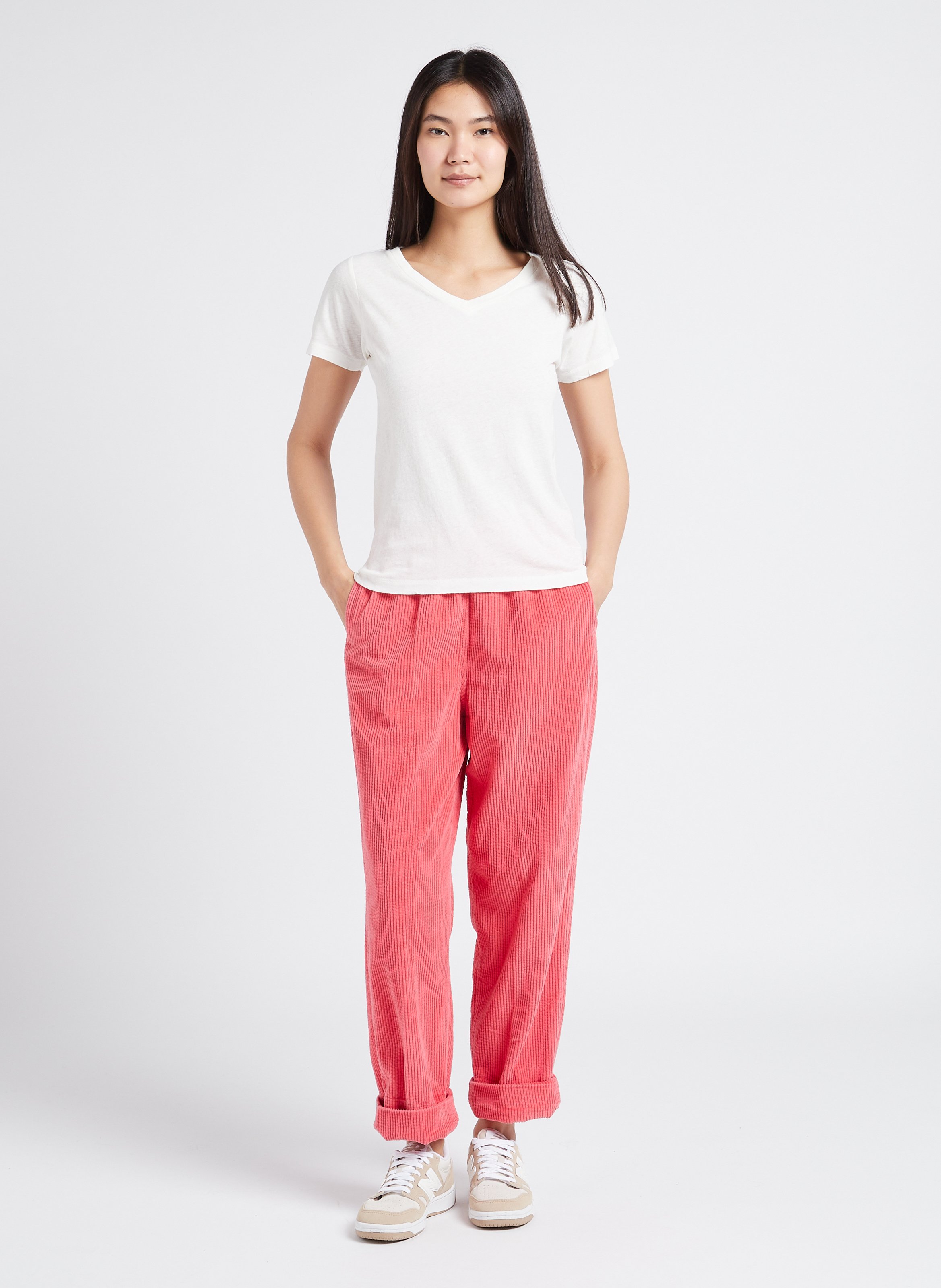 Tee-shirt col v en coton gamipy AMERICAN VINTAGE Blanc