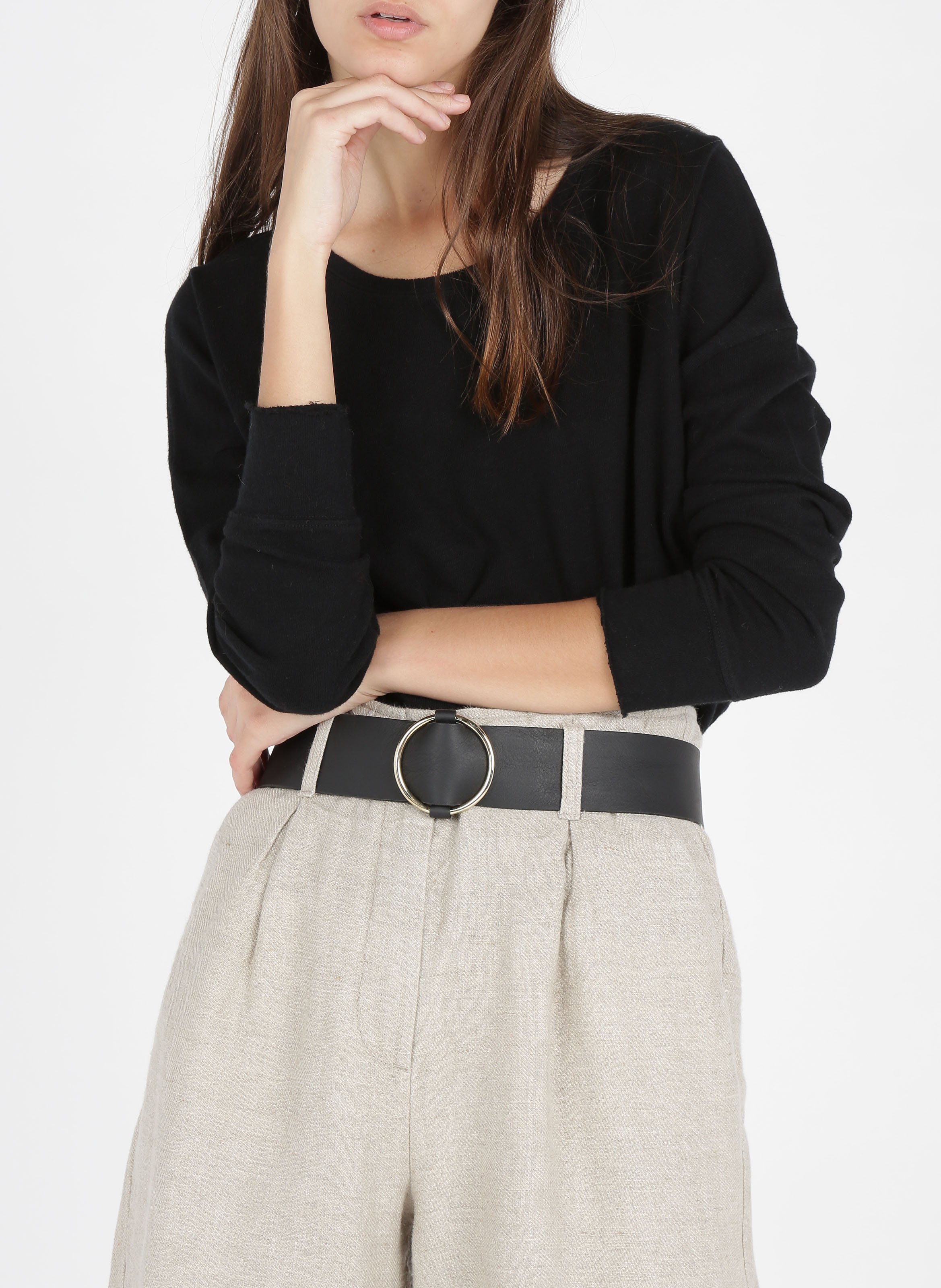 Tee-shirt col bateau en coton sonoma AMERICAN VINTAGE Noir