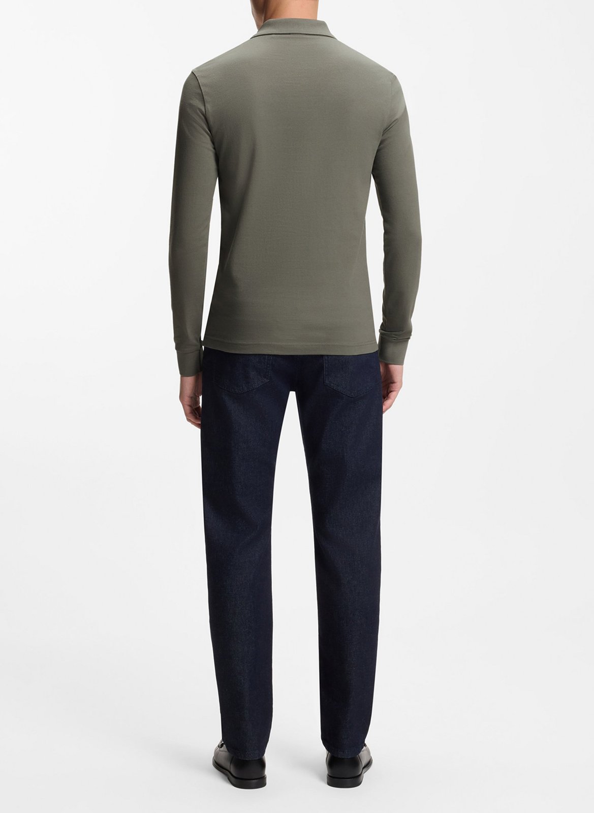 Polo à manches longues regular-fit en coton mélangé BOSS Argent