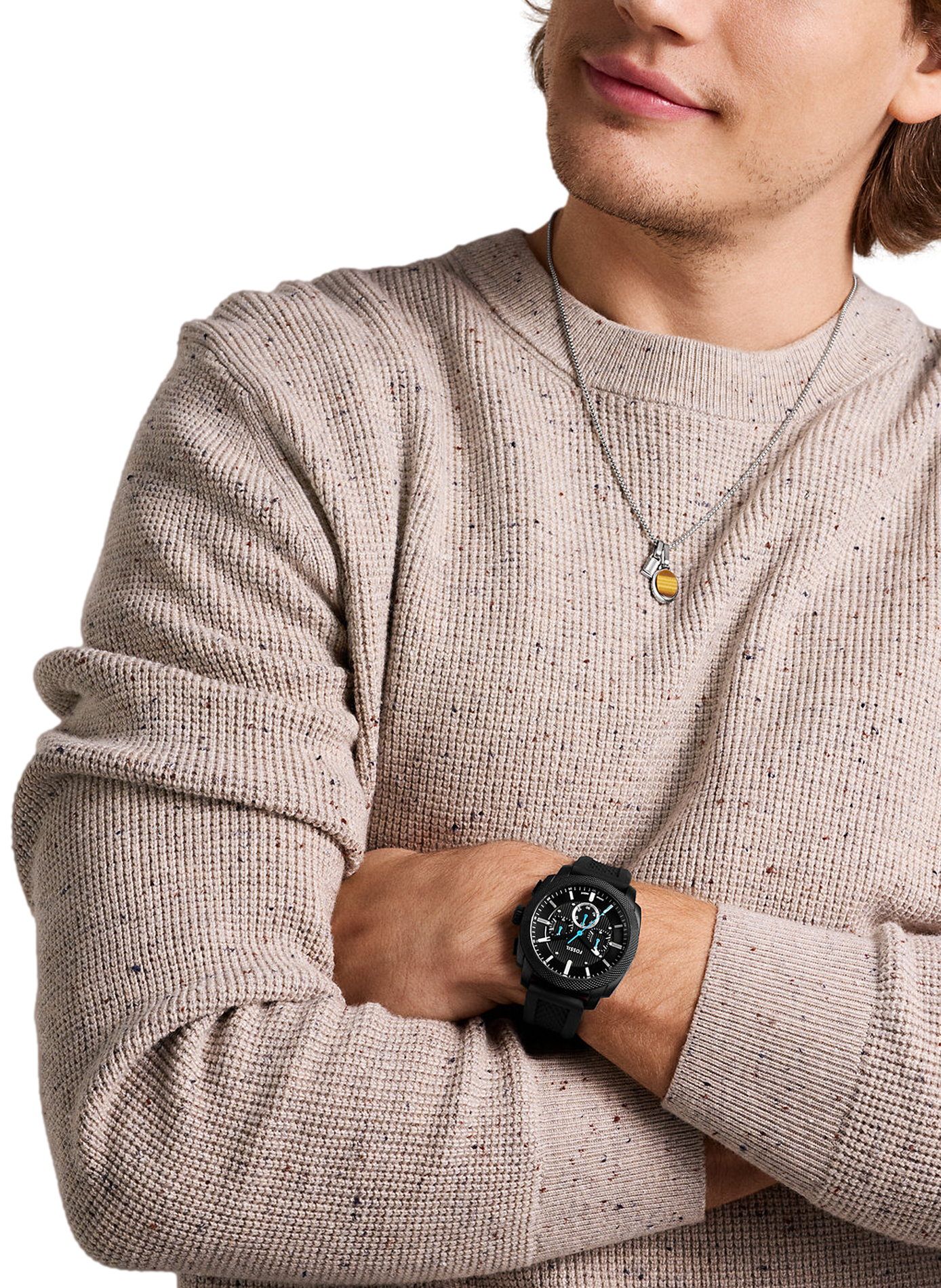 Montre Machine bracelet en cuir FOSSIL Noir