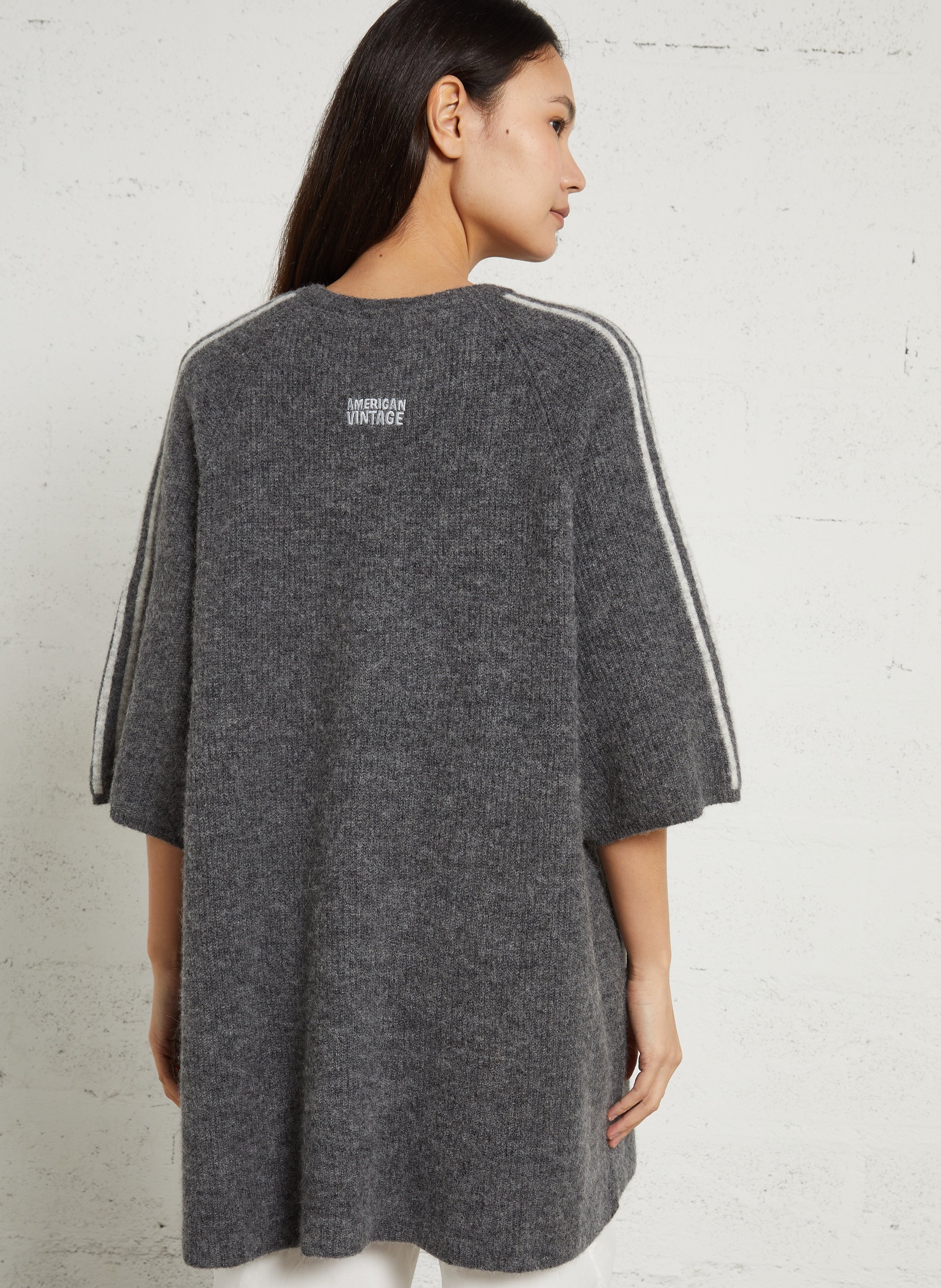 Gilet droit col rond en maille vitow AMERICAN VINTAGE Gris