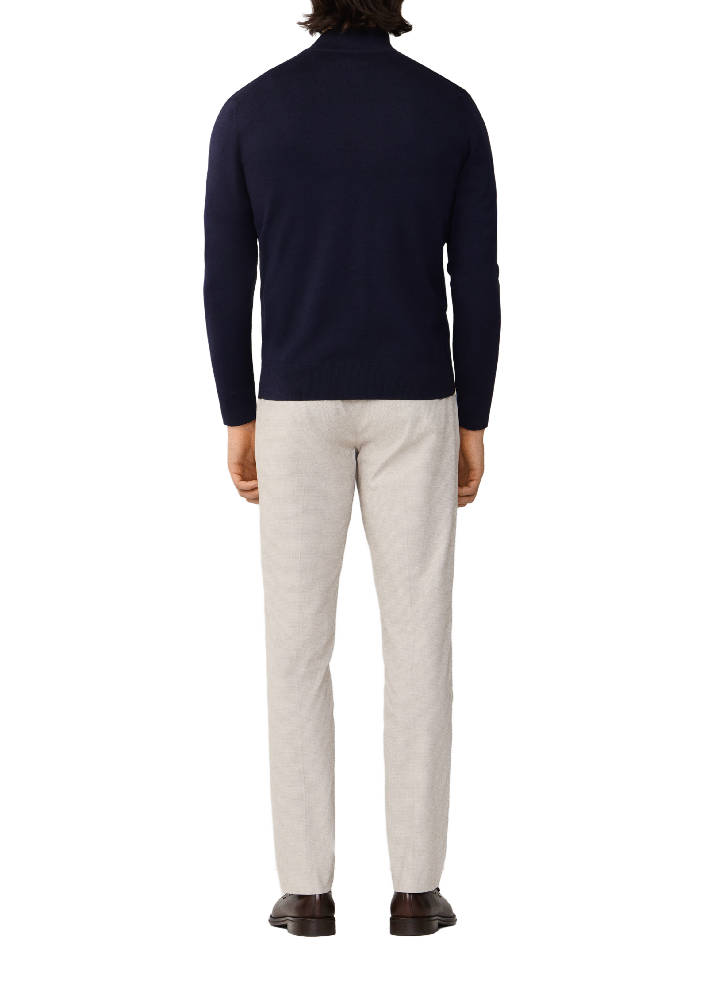 Cotton and silk zip-neck jumper HACKETT Blue