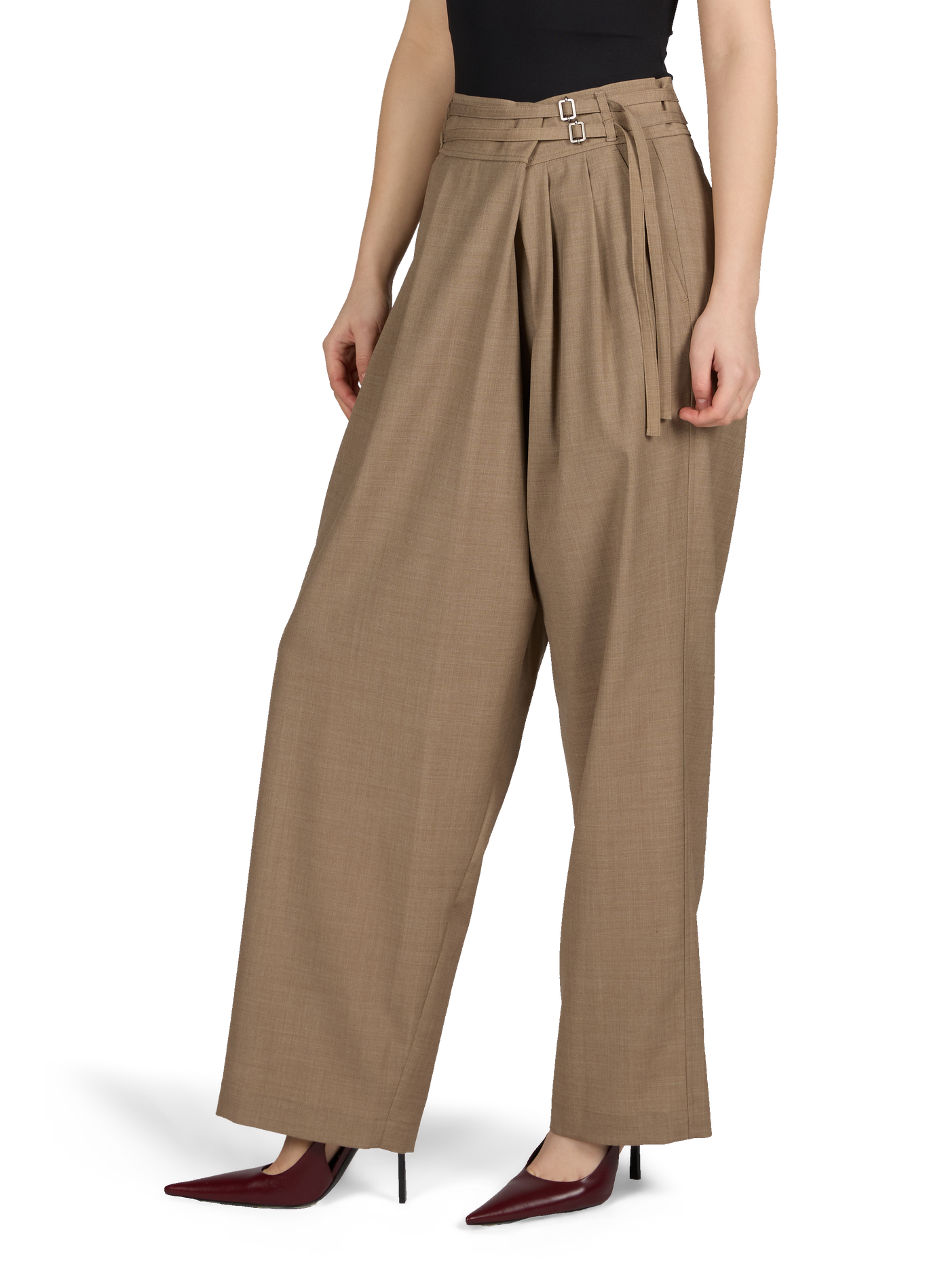Flowy pants with double belt. LE 17 SEPTEMBRE Brown