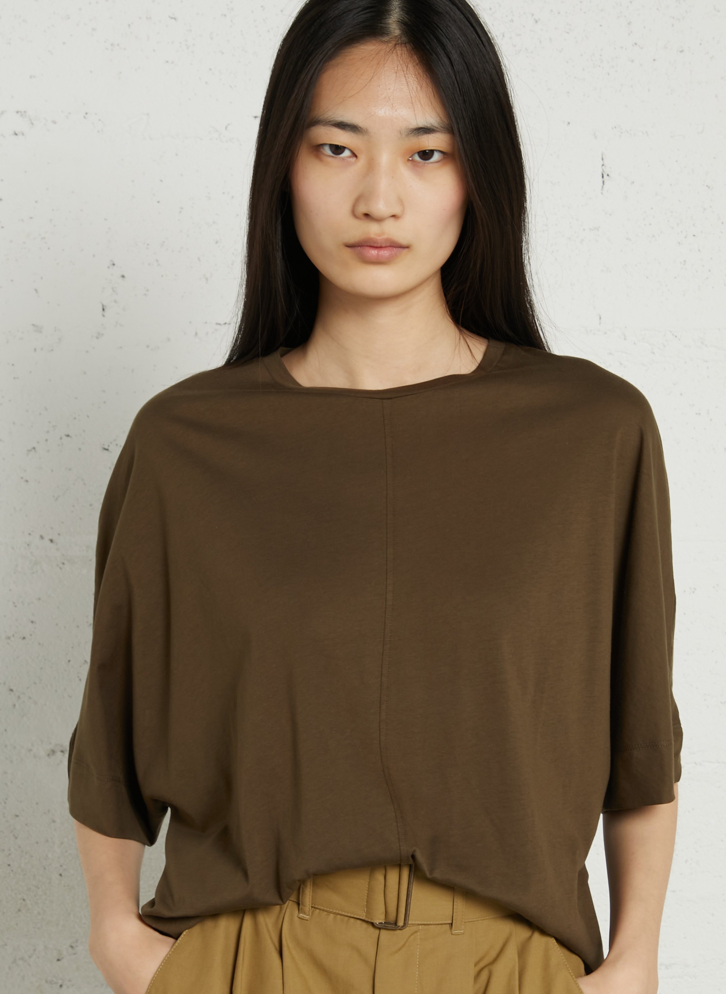 Tee-shirt ample col rond en coton bio helsinki SOEUR Kaki