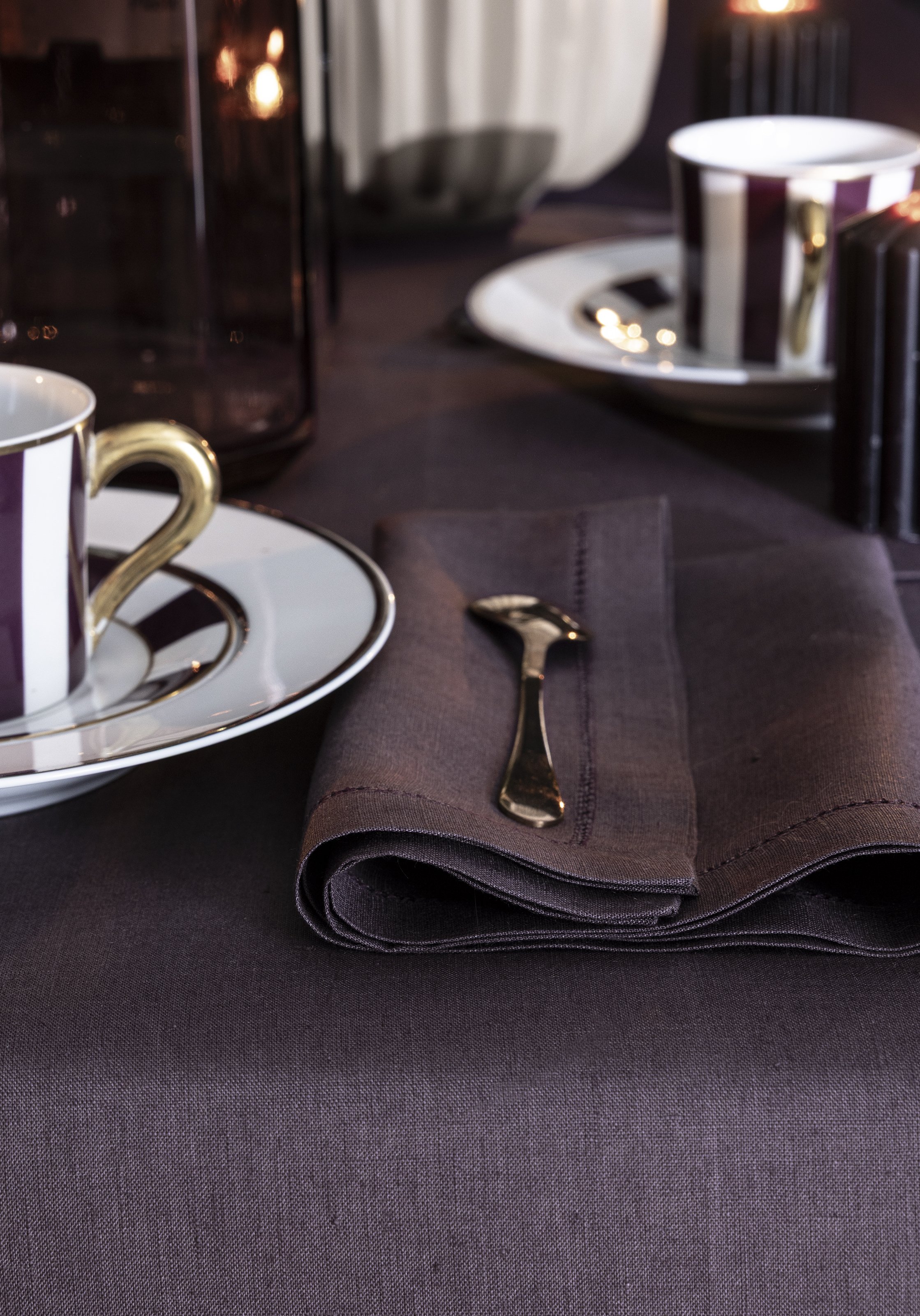 Serviette de table unie en lin, florence ALEXANDRE TURPAULT Violet