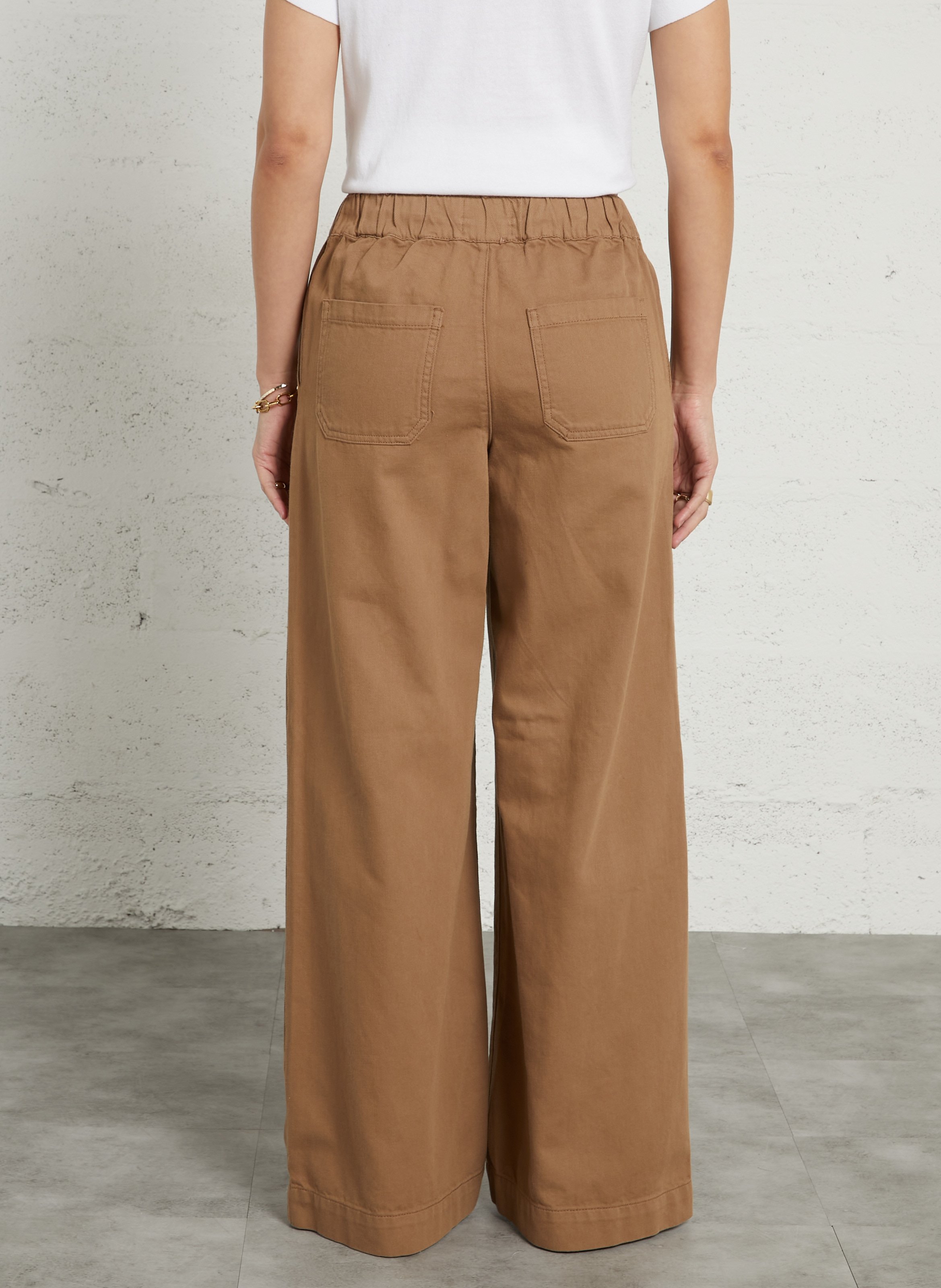 Pantalon large en coton malo MAISON 123 Marron
