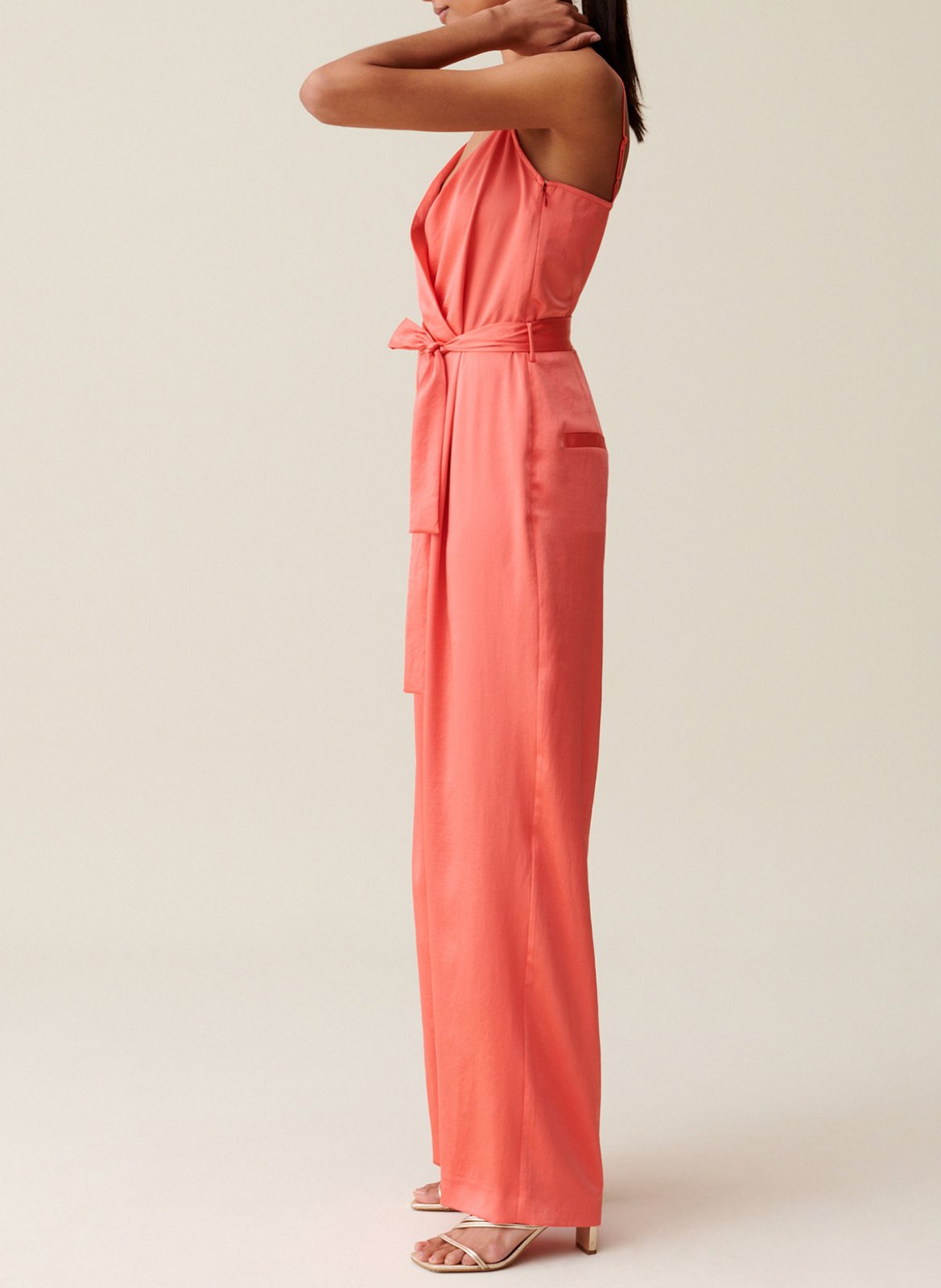 Combinaison droite encolure v satinée CLAUDIE PIERLOT Orange