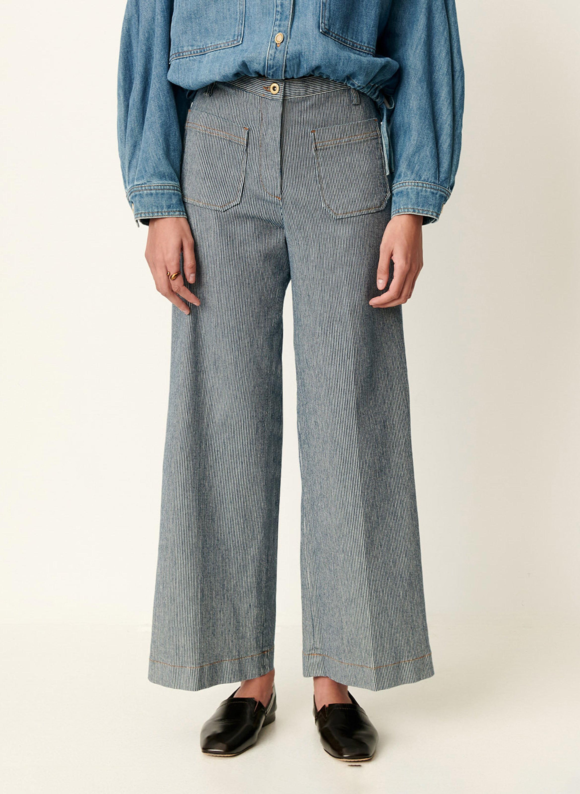 Pantalon droit en coton mélangé aldricks SESSUN Bleu