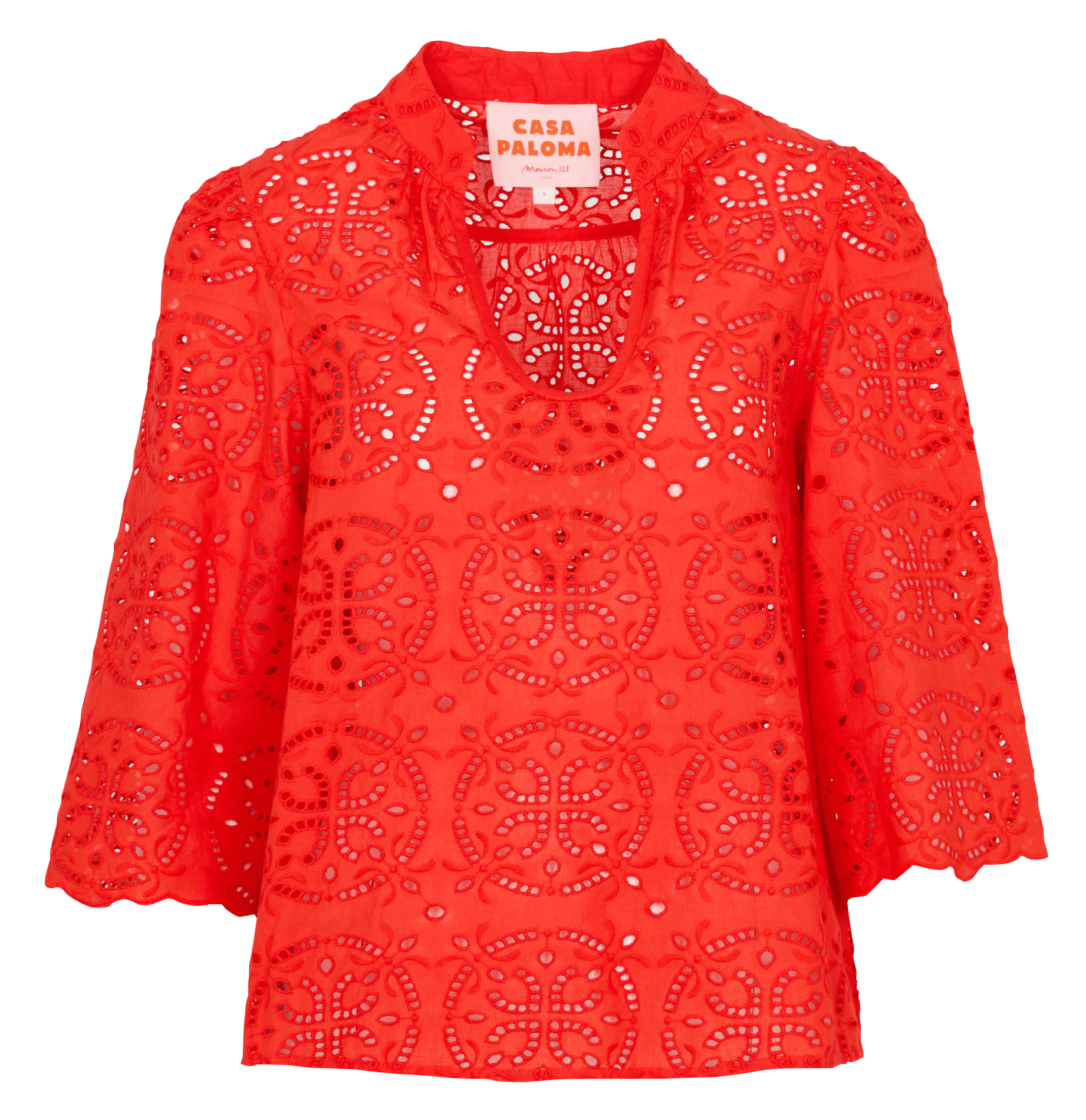 Top manches 3/4 brodé delylia Rouge