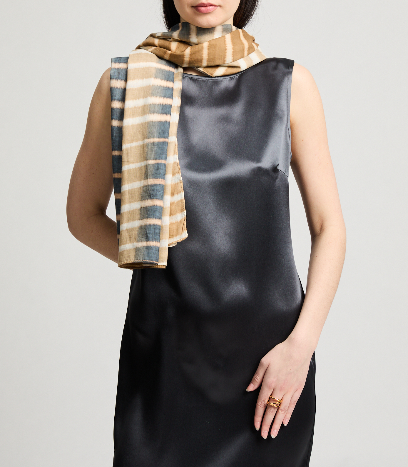 Printed cotton scarf AU PRINTEMPS PARIS Grey