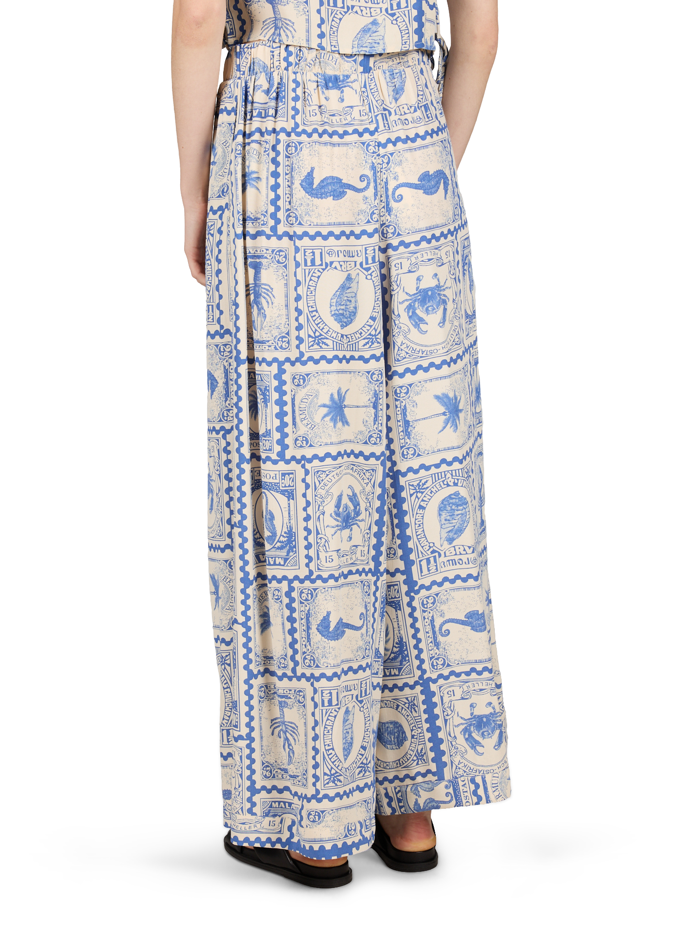Wide Printed Vima Pants OBJECT Beige