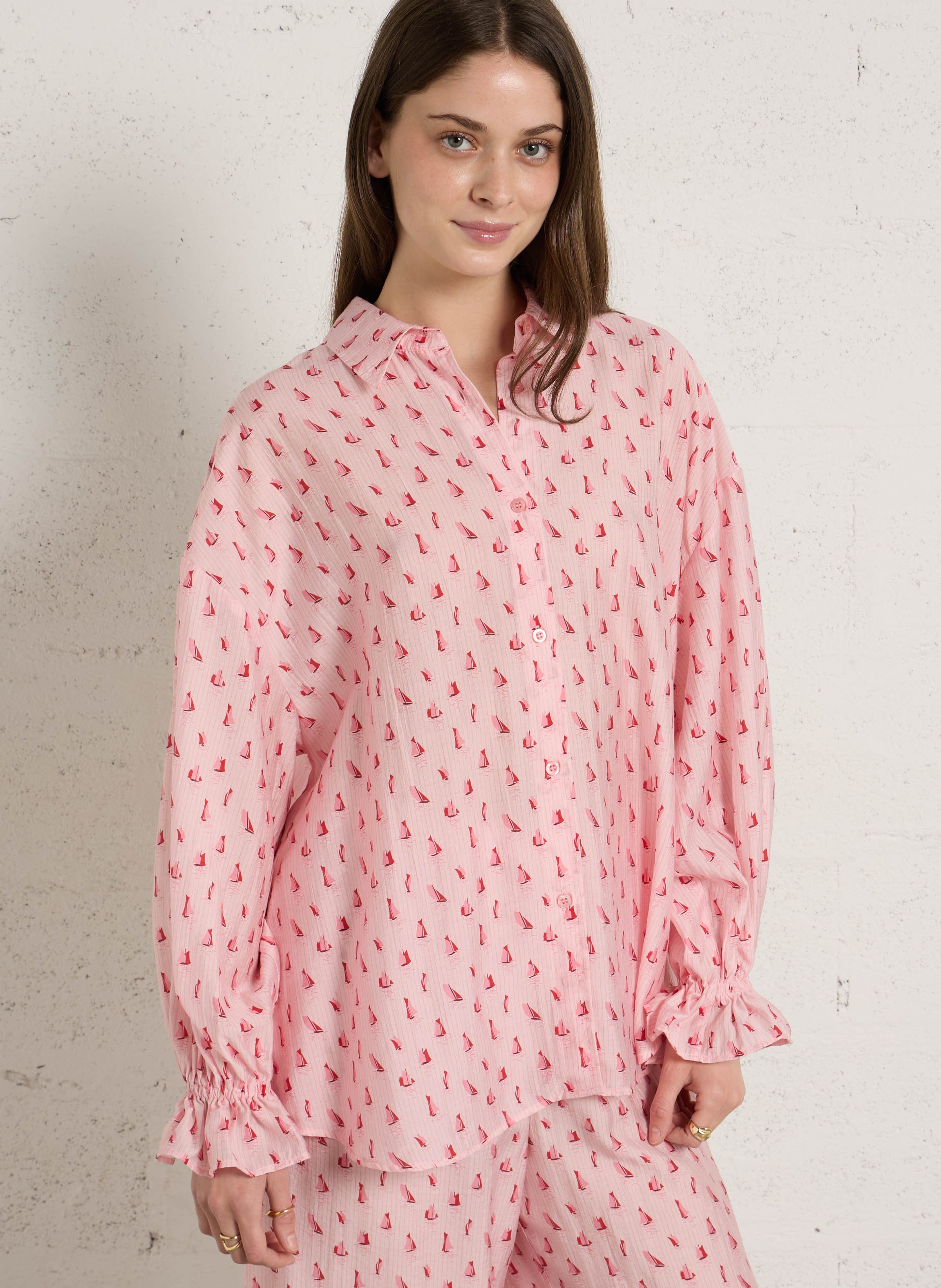 Chemise ample à rayures zivow AMERICAN VINTAGE Rose
