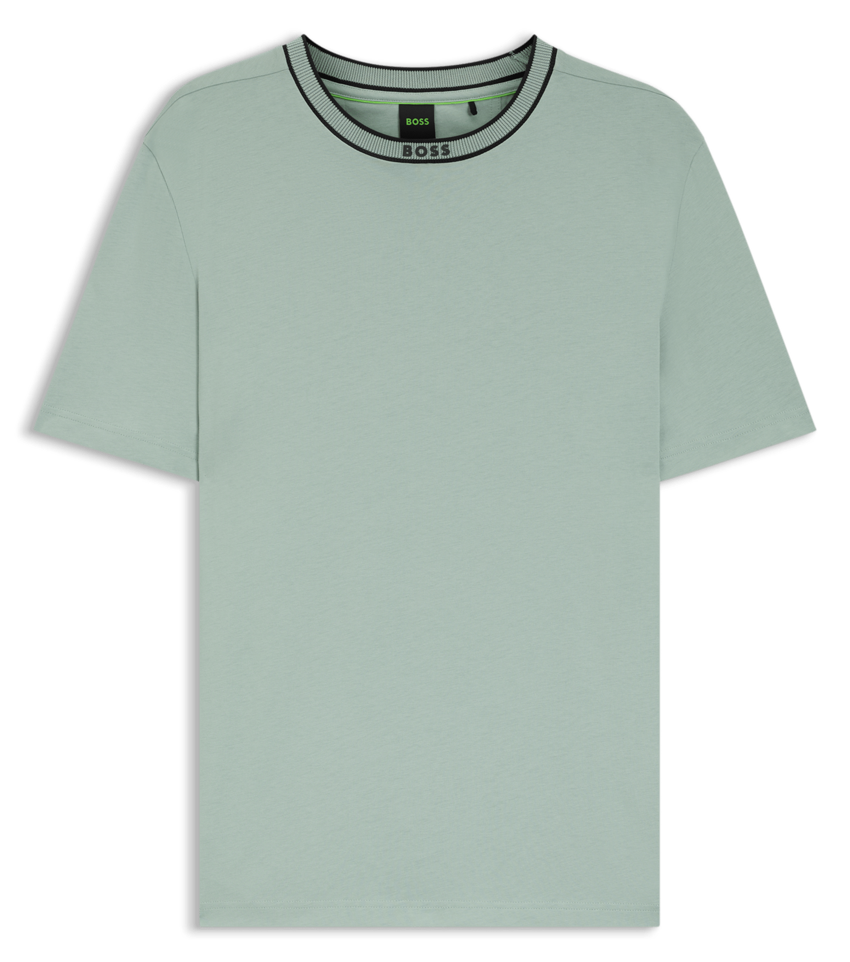 Tee-shirt droit col rond en coton BOSS Kaki