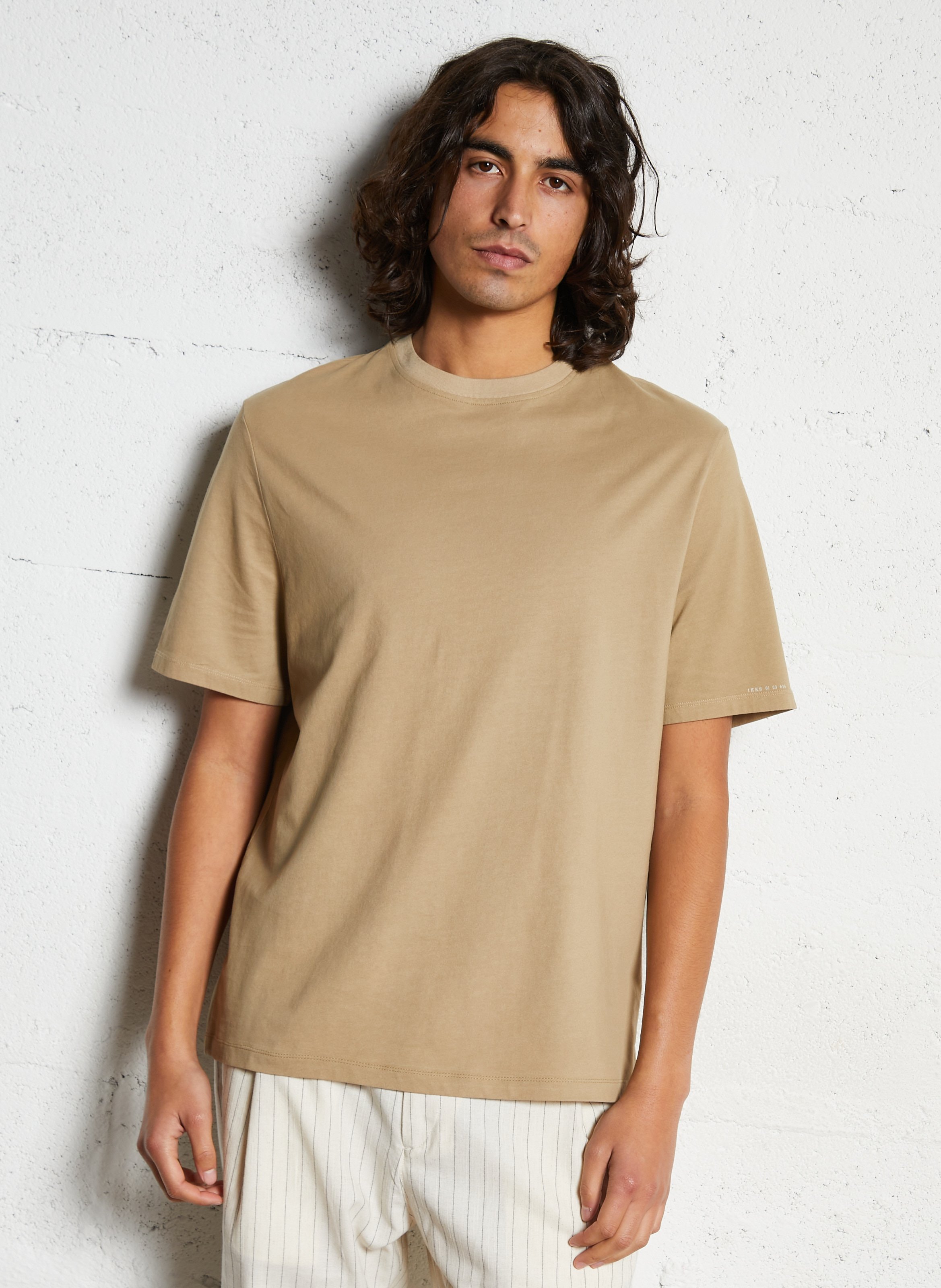 Tee-shirt droit col rond en coton IKKS Beige