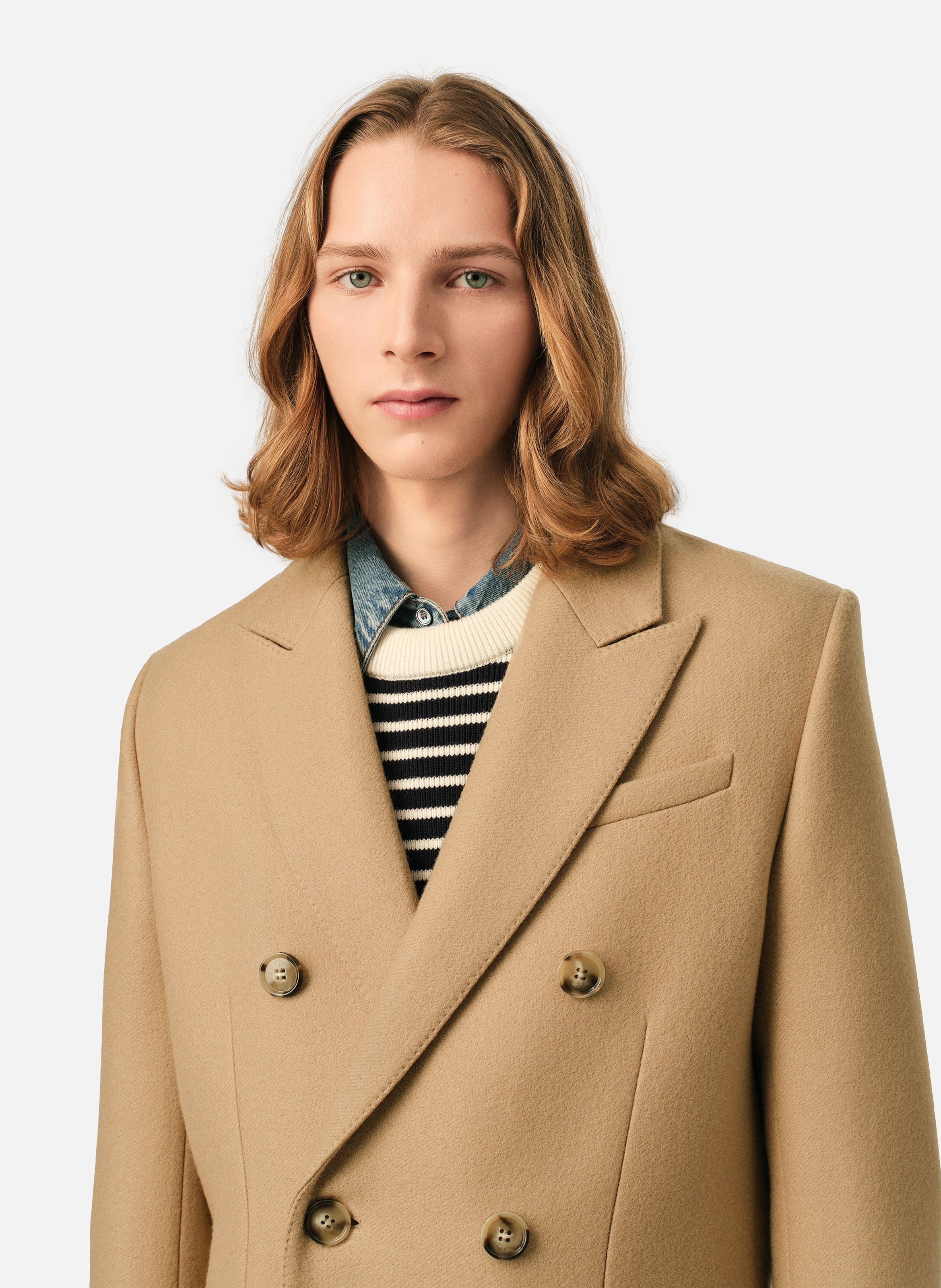 Manteau double boutonnage en laine AMI PARIS Beige