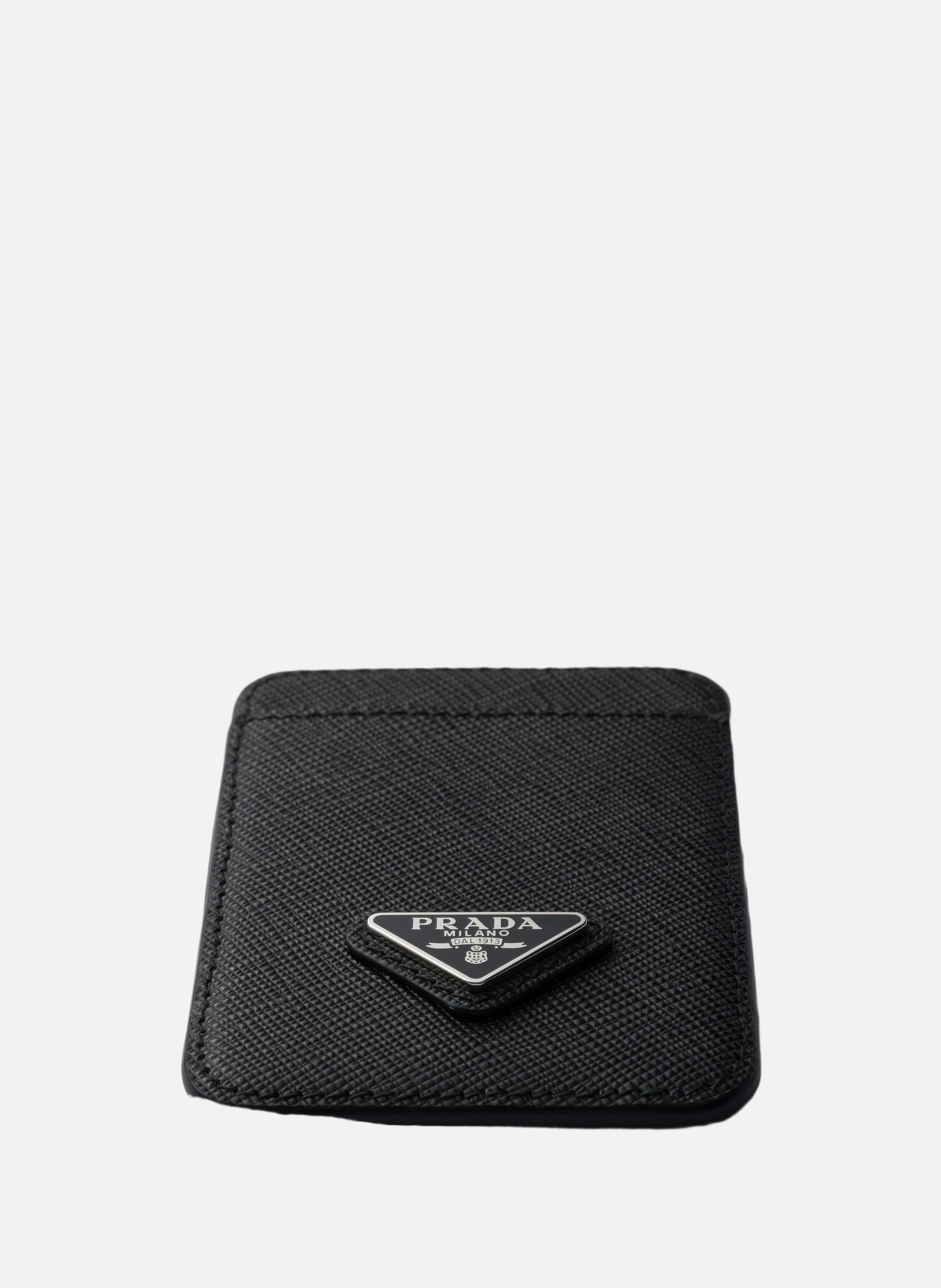 Porte-cartes en cuir saffiano PRADA Noir