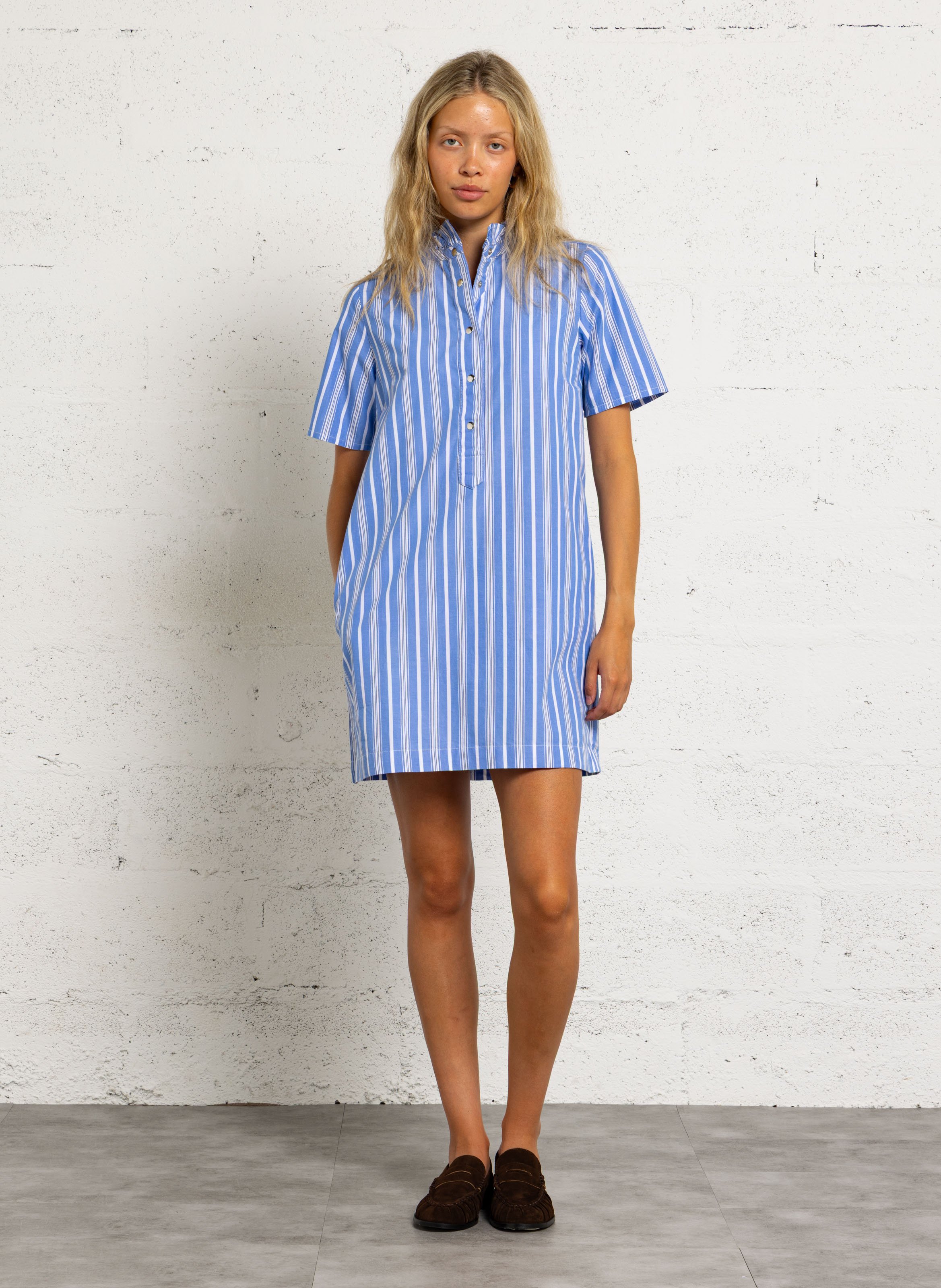 Robe courte boutonnée à rayures blake MAISON 123 Bleu
