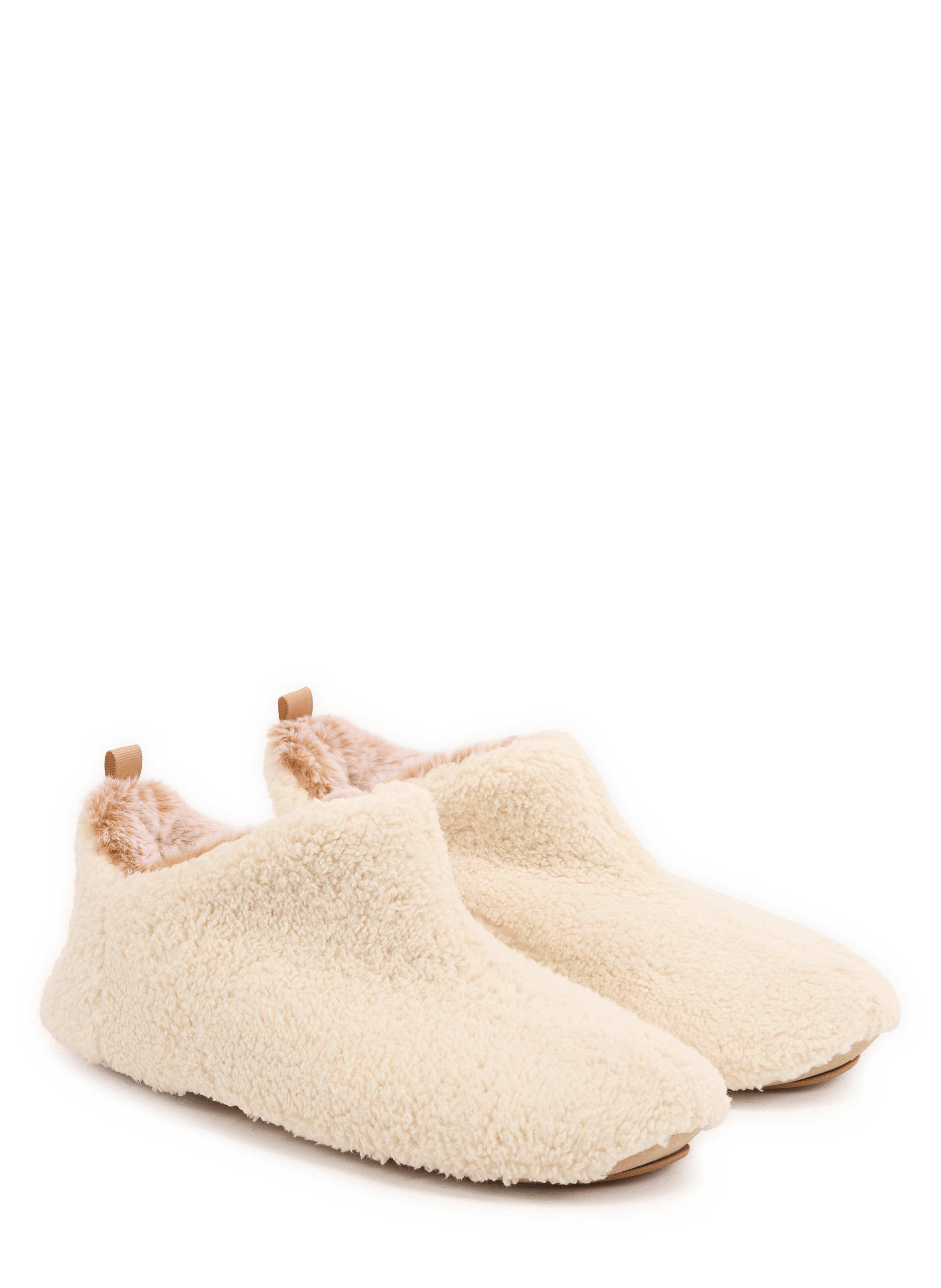 Fur-lined slippers with faux fur effect ISOTONER Beige