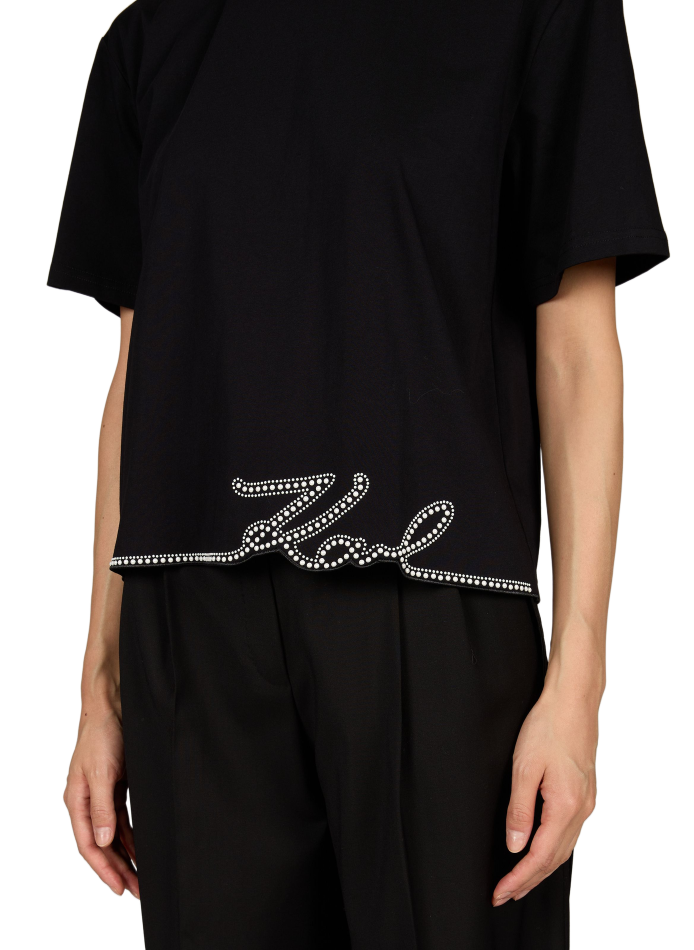 Round neck cotton t-shirt KARL LAGERFELD Black