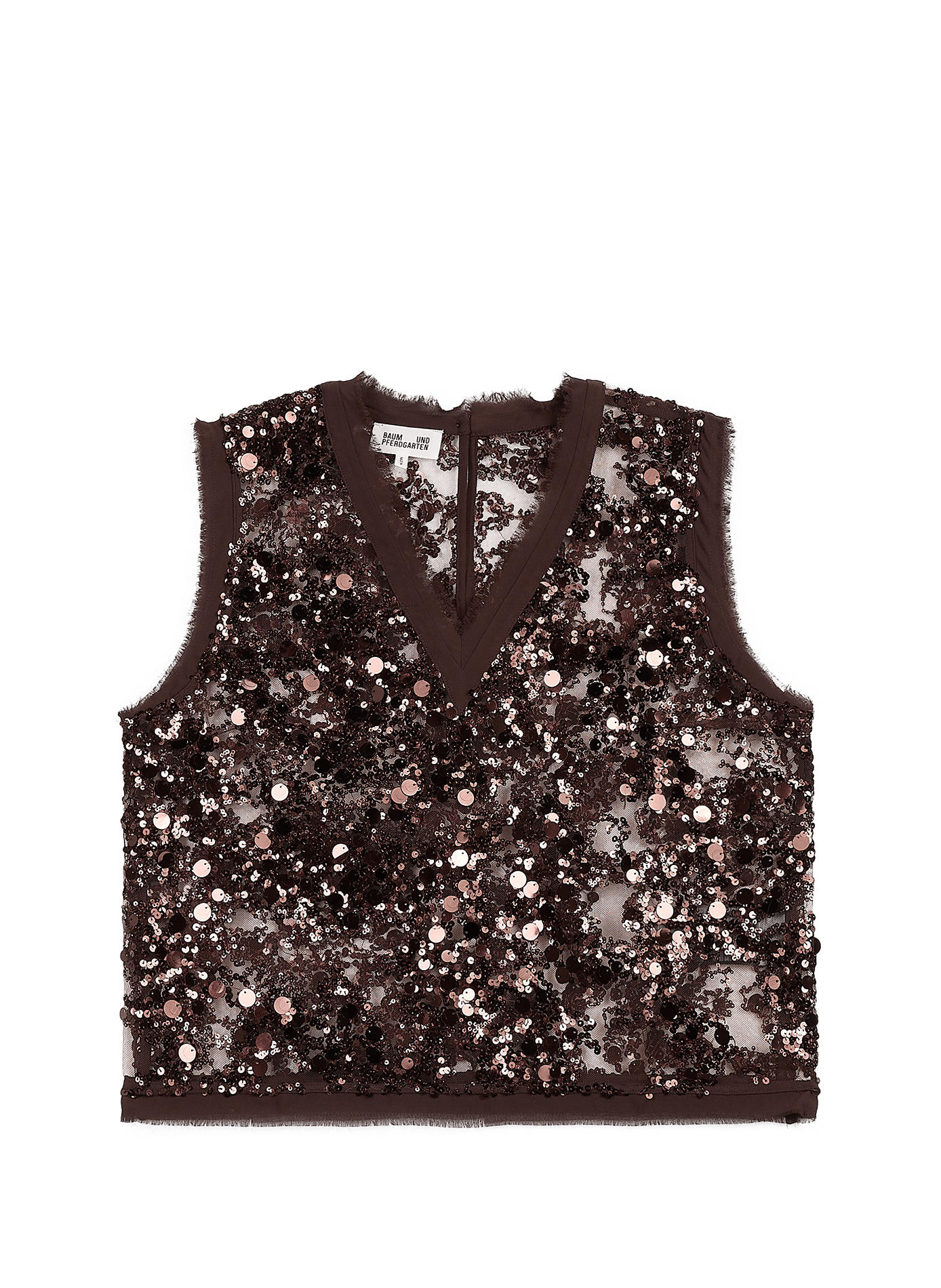 Sleeveless Top with Rhinestone Detail BAUM UND PFERDGARTEN Brown