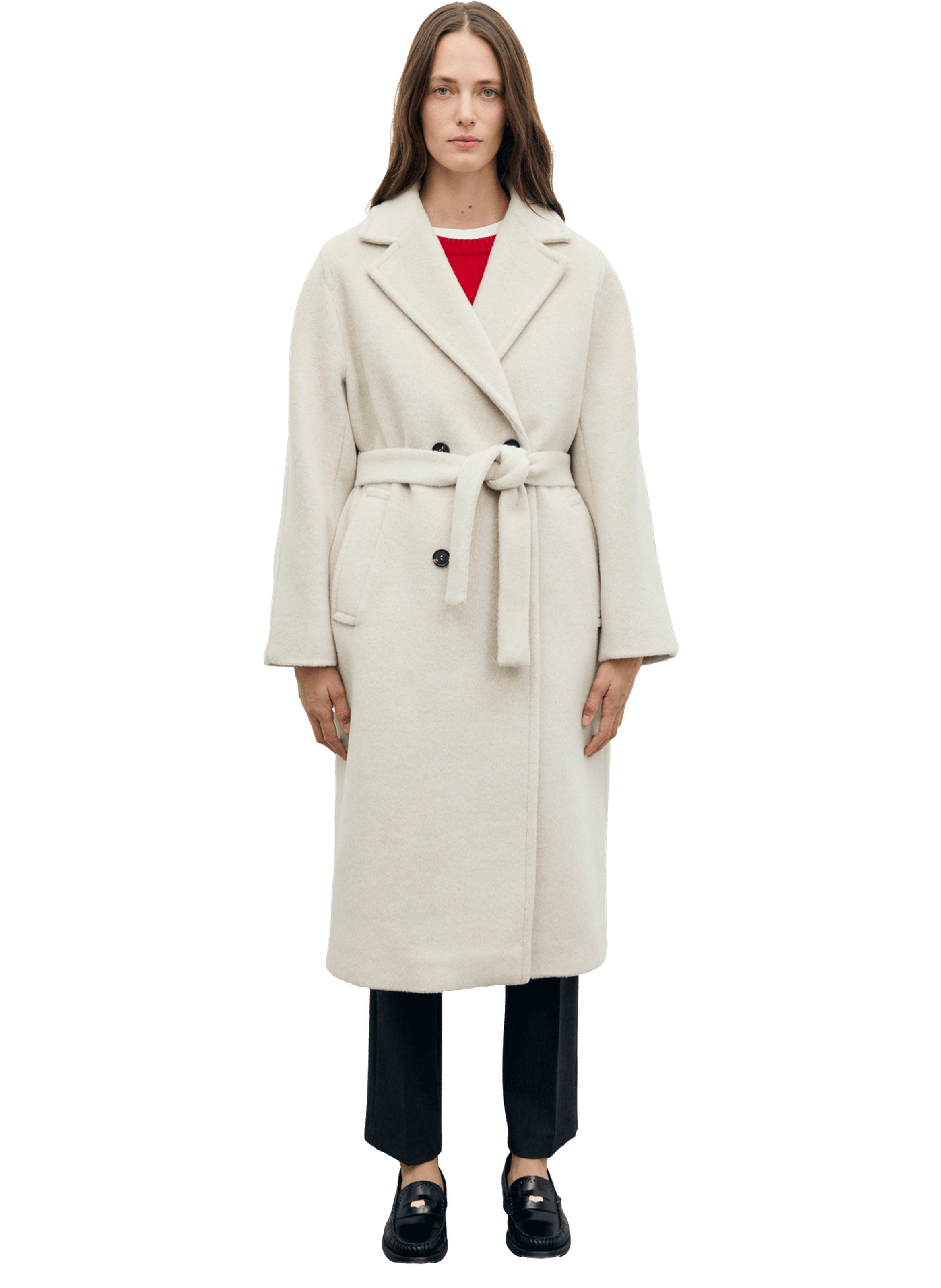 Manteau long croisé en laine et alpaga -alan GERARD DAREL Beige