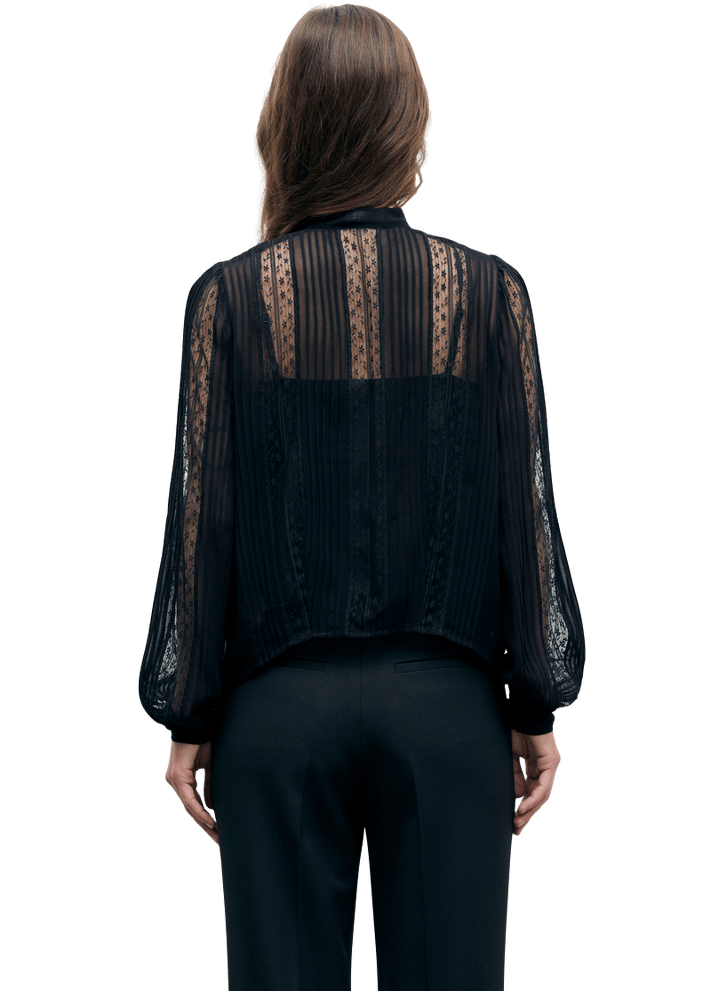 Chemise lavallière en voile à dentelle - lulu GERARD DAREL Noir