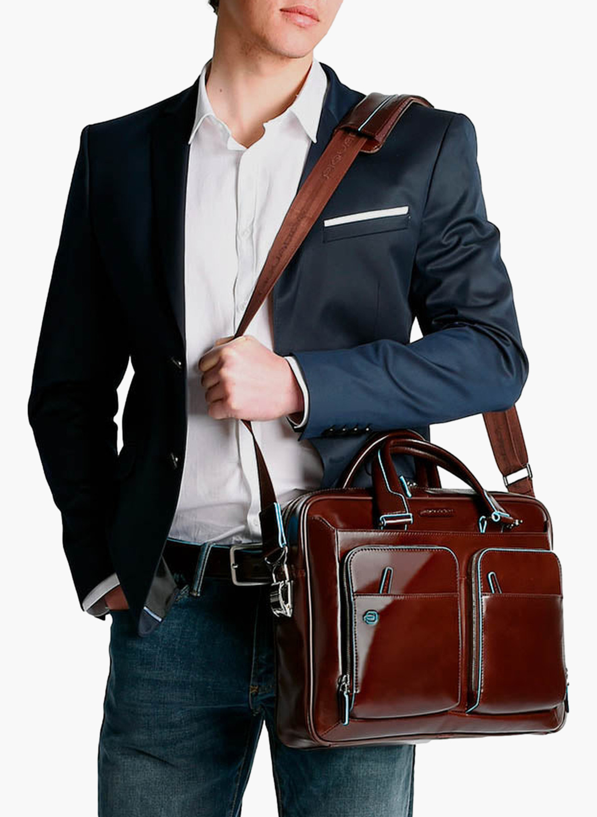 Sac d'ordinateur 15" personnalisable PIQUADRO Marron