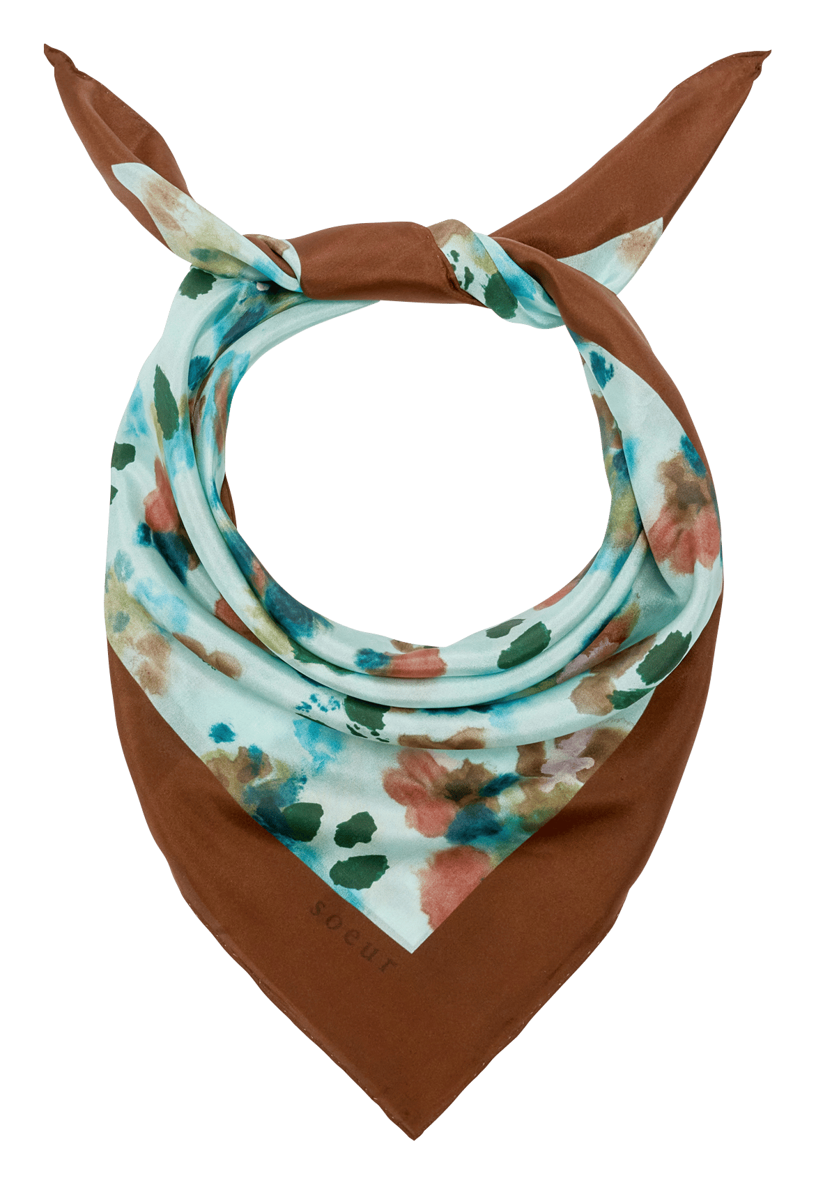 Foulard en soie imprimé capucine SOEUR Bleu