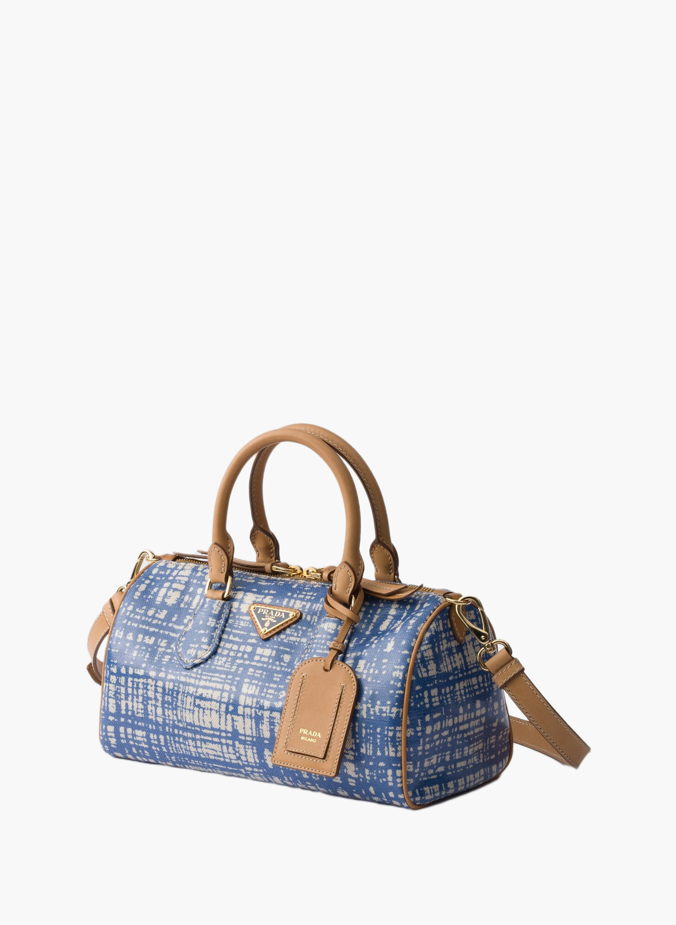Petit sac à main prada evasion en mélange de lin e PRADA Bleu