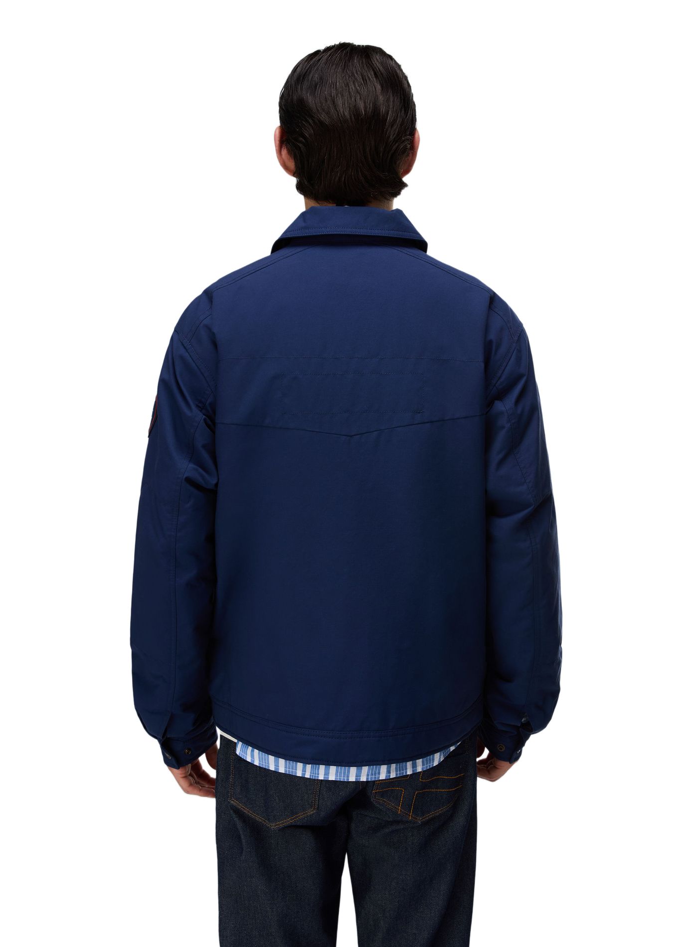 Classic straight solid color jacket with classic collar. NAPAPIJRI Blue