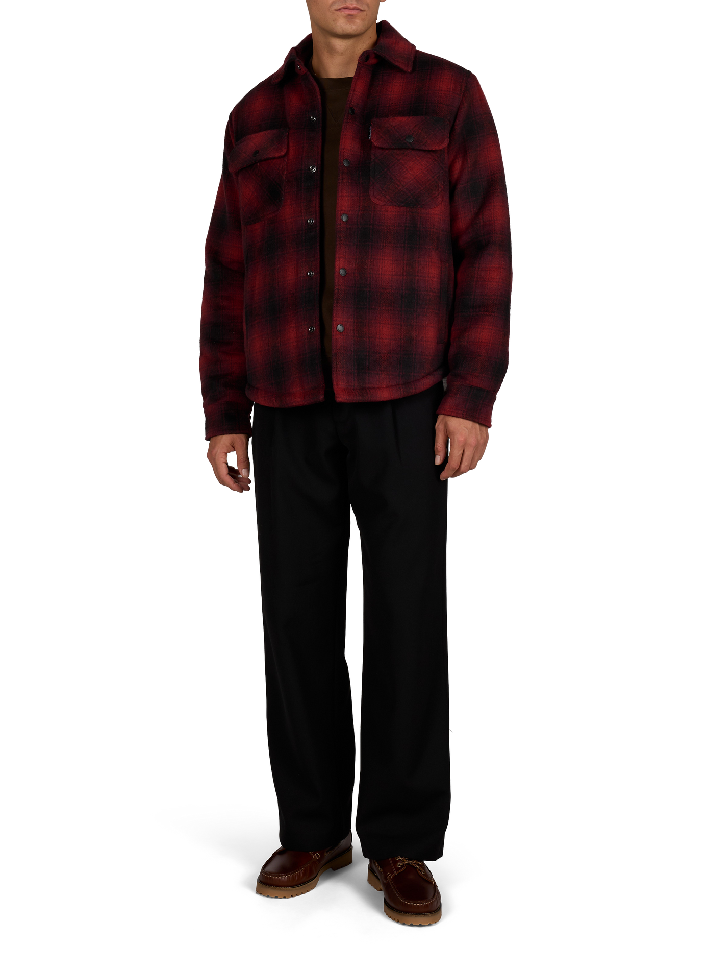Straight checked jacket with classic collar SCHOTT Red