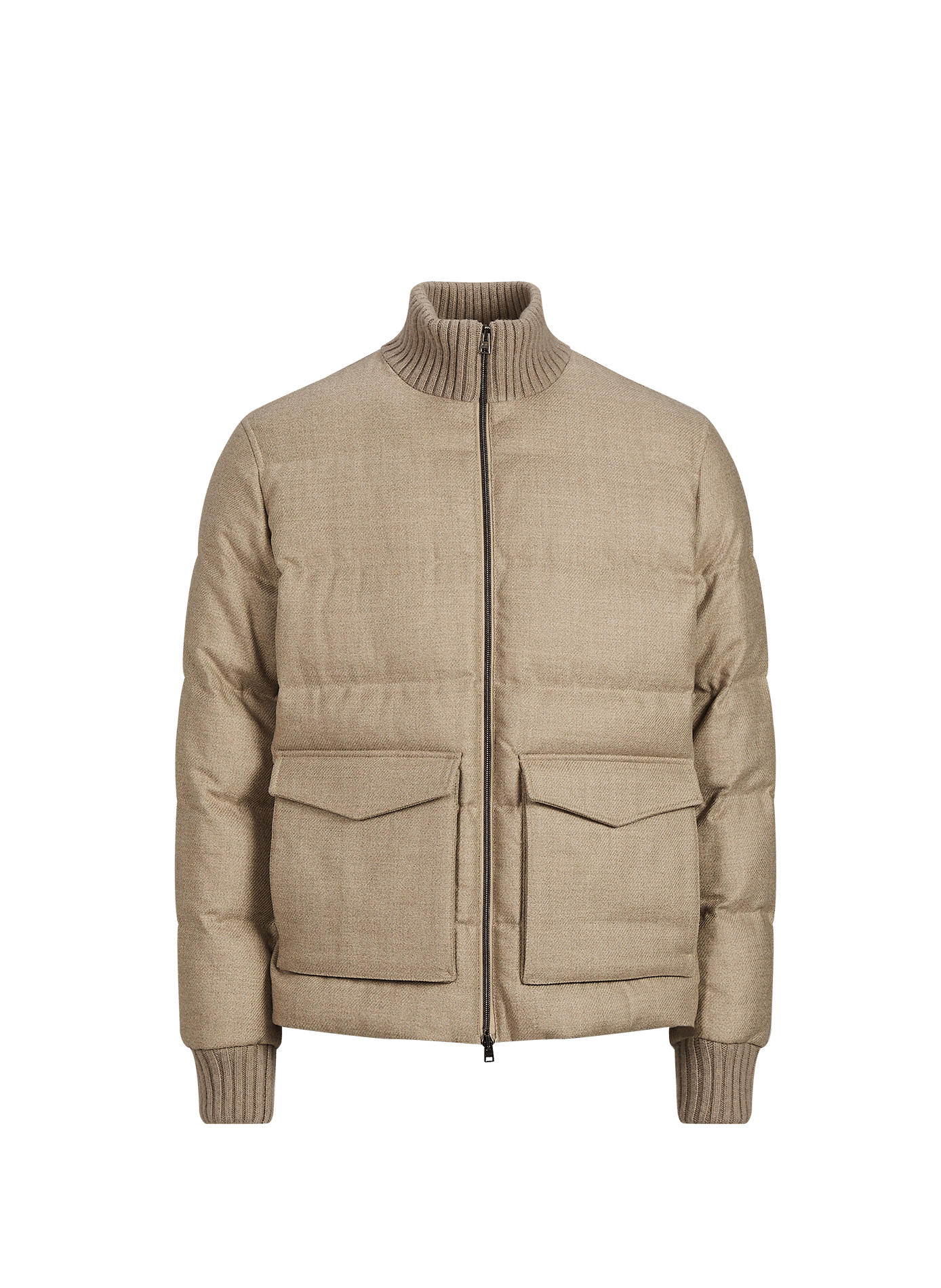 High-neck quilted wool and silk jacket HERNO Beige