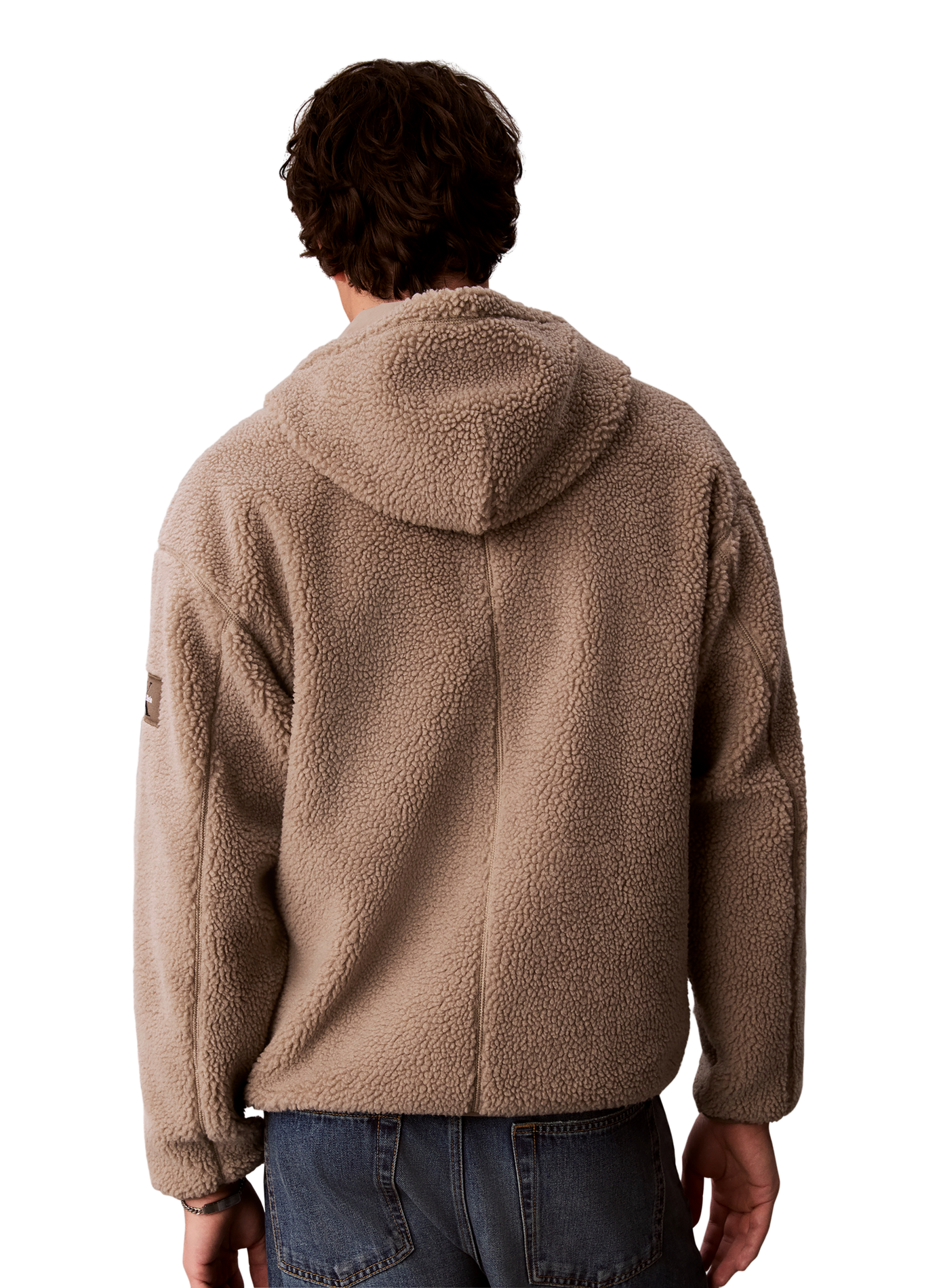 Zip-up sherpa hoodie CALVIN KLEIN Beige