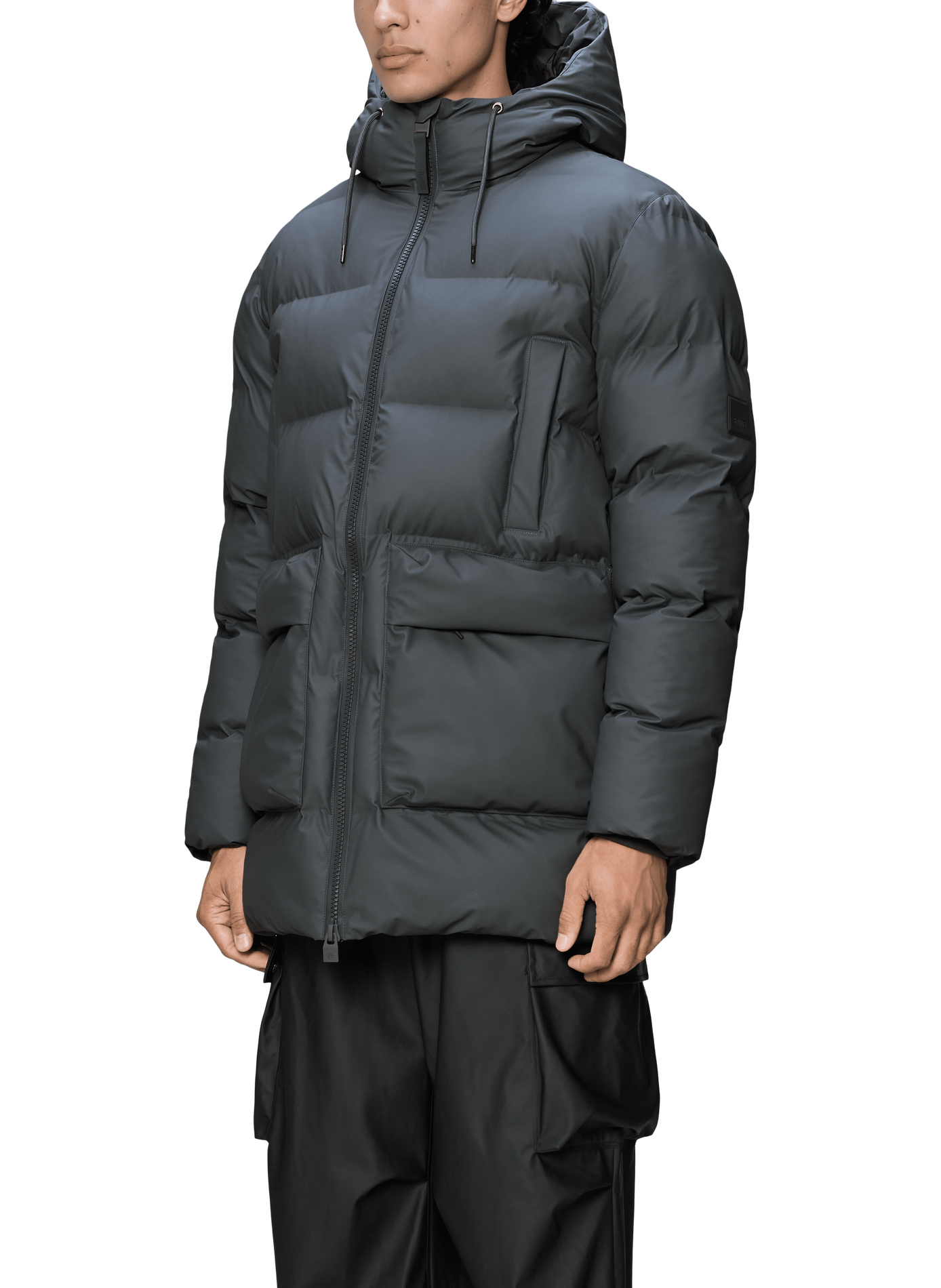 Hooded padded jacket | Grey RAINS Men
