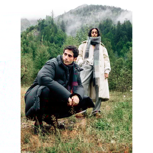 Echarpe Large Check en alpaga, laine et mohair mélangés