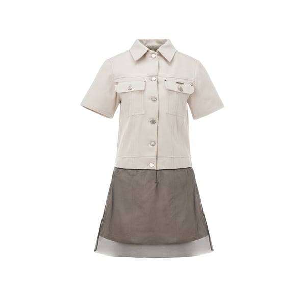 Private Policy Robe En Coton Denim In Grey